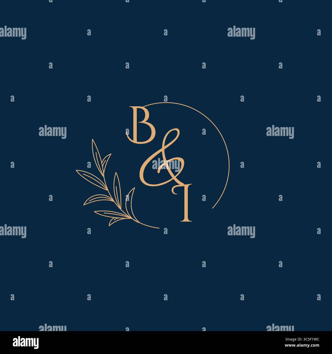 BI Initial Wedding Monogram Logo with Minimalistic Style vector graphic Stock Vector
