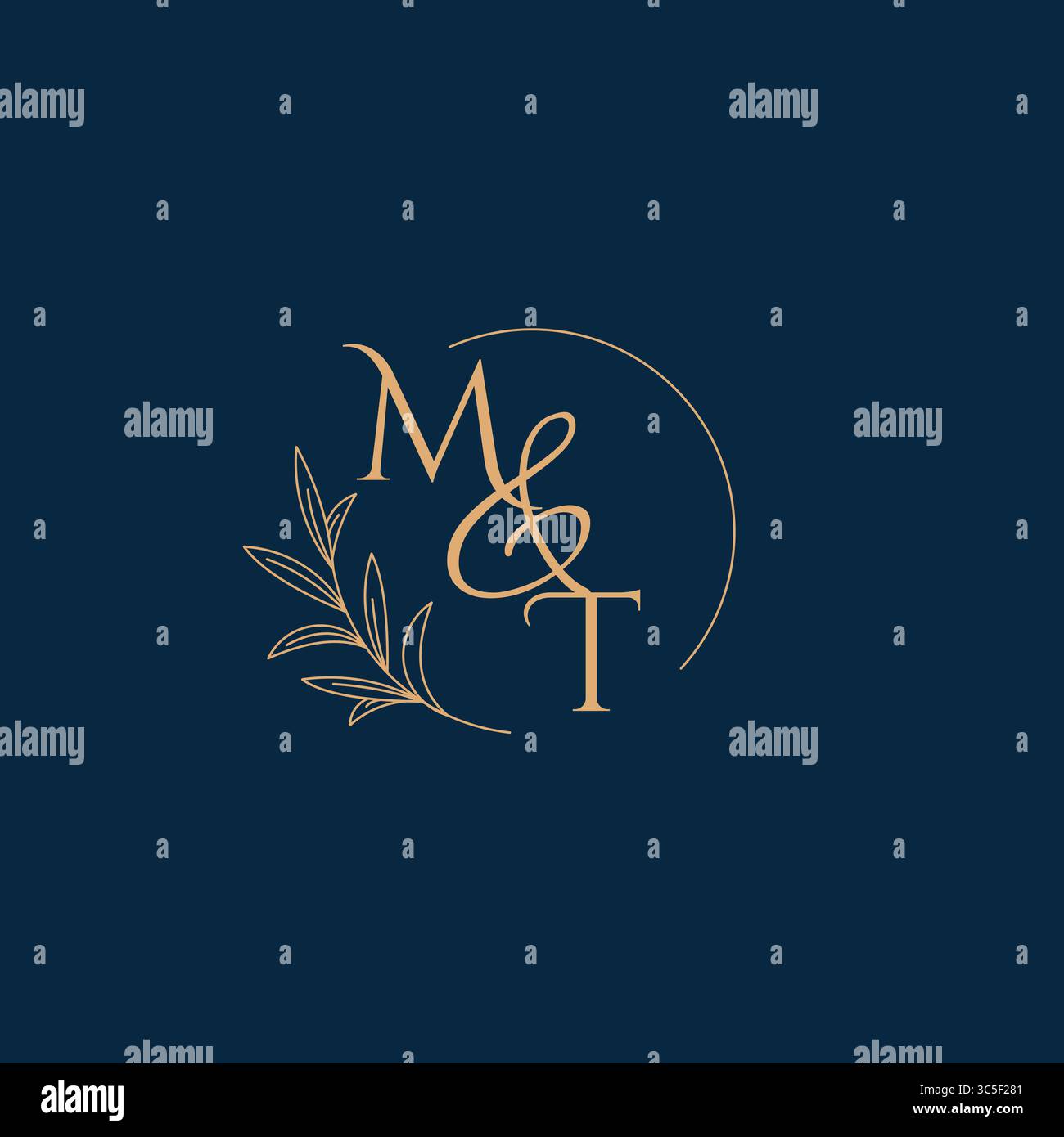 MT Initial Wedding Monogram Logo with Minimalistic Style vector graphic Stock Vector