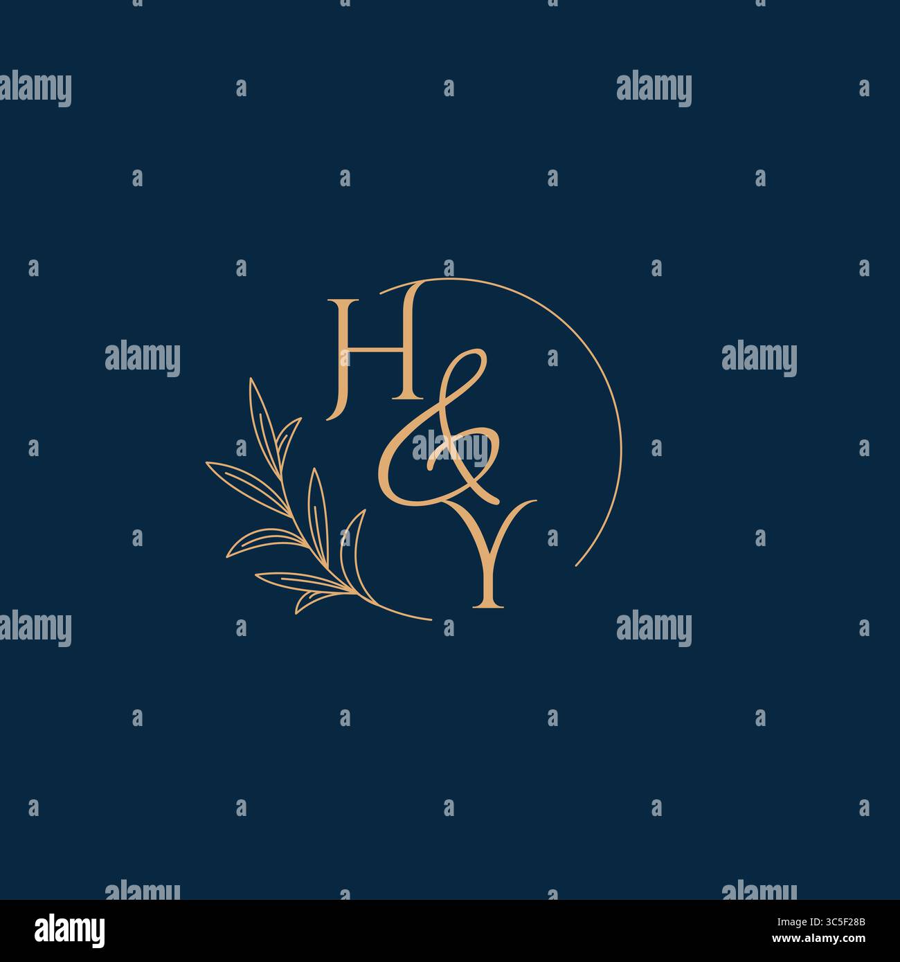 HY Initial Wedding Monogram Logo with Minimalistic Style vector graphic Stock Vector