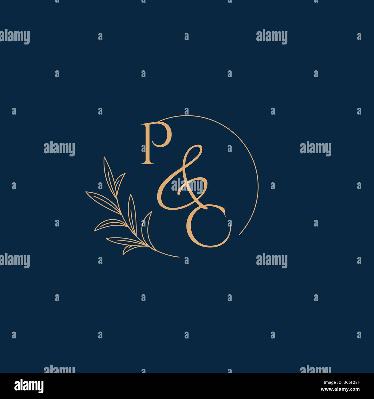 PC Initial Wedding Monogram Logo with Minimalistic Style vector graphic Stock Vector