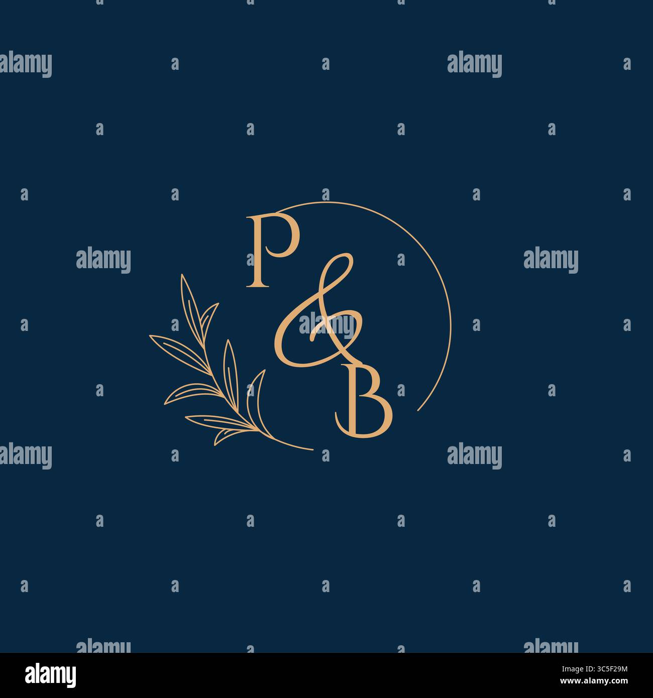 PB Initial Wedding Monogram Logo with Minimalistic Style vector graphic Stock Vector