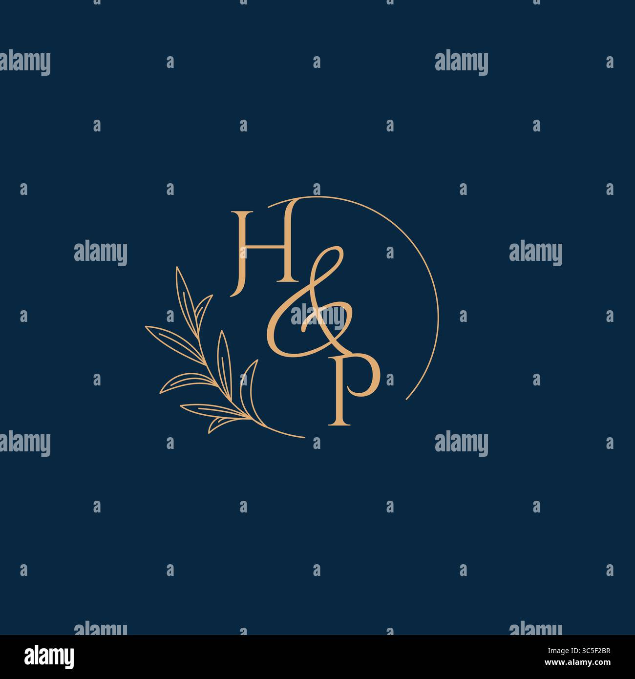 HP Initial Wedding Monogram Logo with Minimalistic Style vector graphic Stock Vector