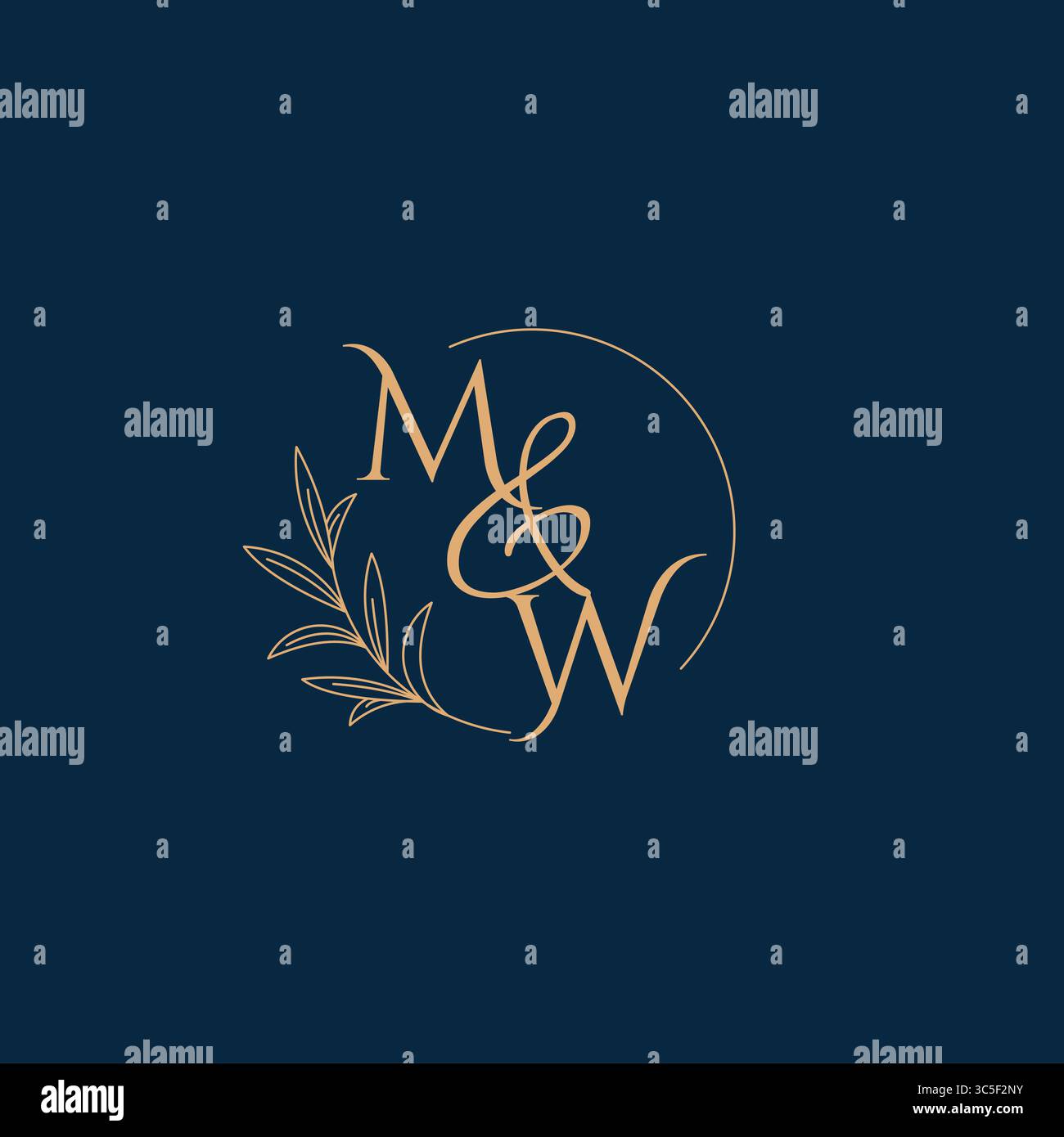 MW Initial Wedding Monogram Logo with Minimalistic Style vector graphic Stock Vector