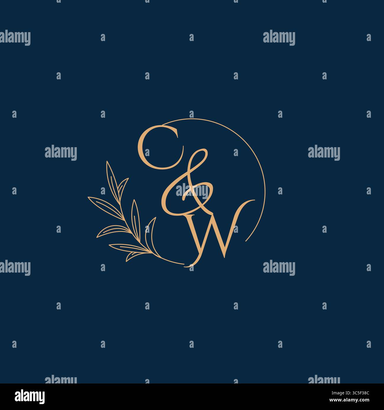 CW Initial Wedding Monogram Logo with Minimalistic Style vector graphic Stock Vector