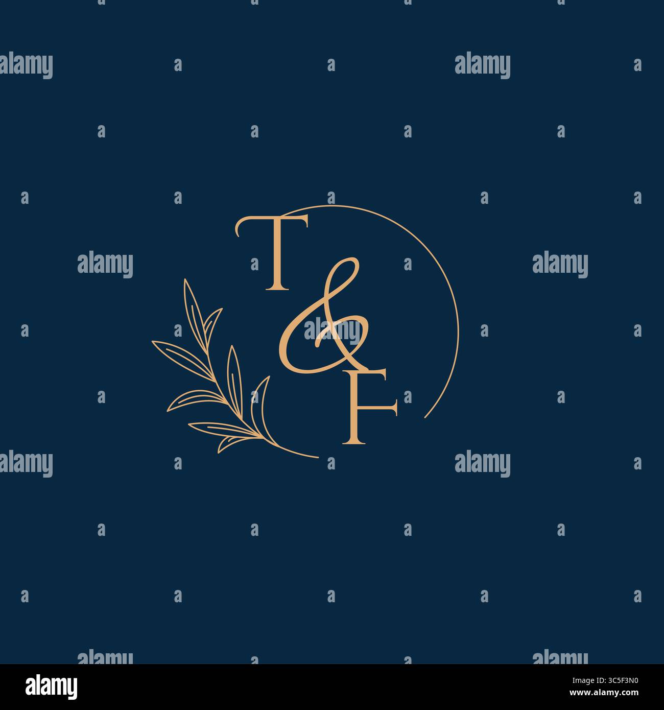 TF Initial Wedding Monogram Logo with Minimalistic Style vector graphic Stock Vector