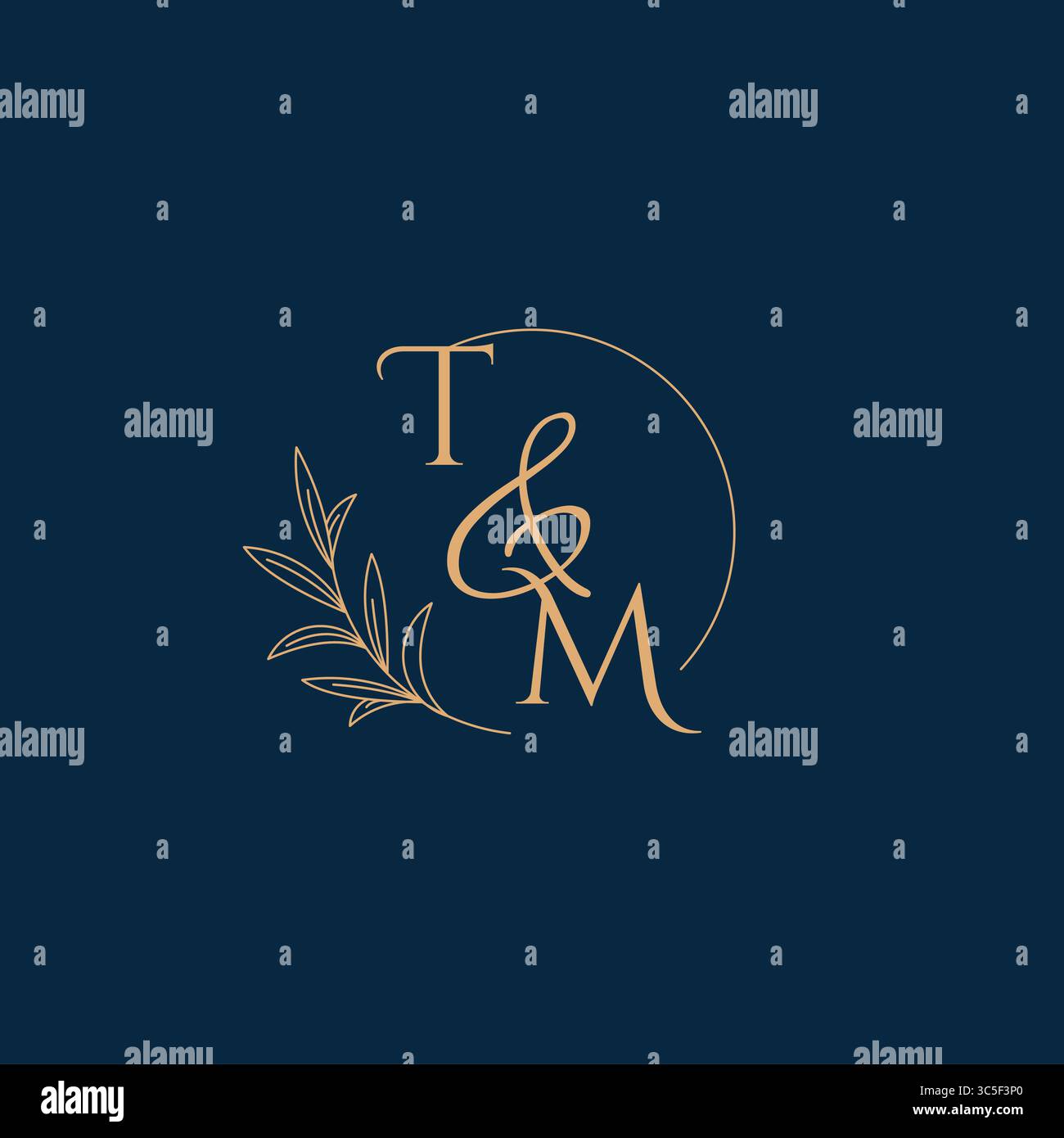 TM Initial Wedding Monogram Logo with Minimalistic Style vector graphic Stock Vector