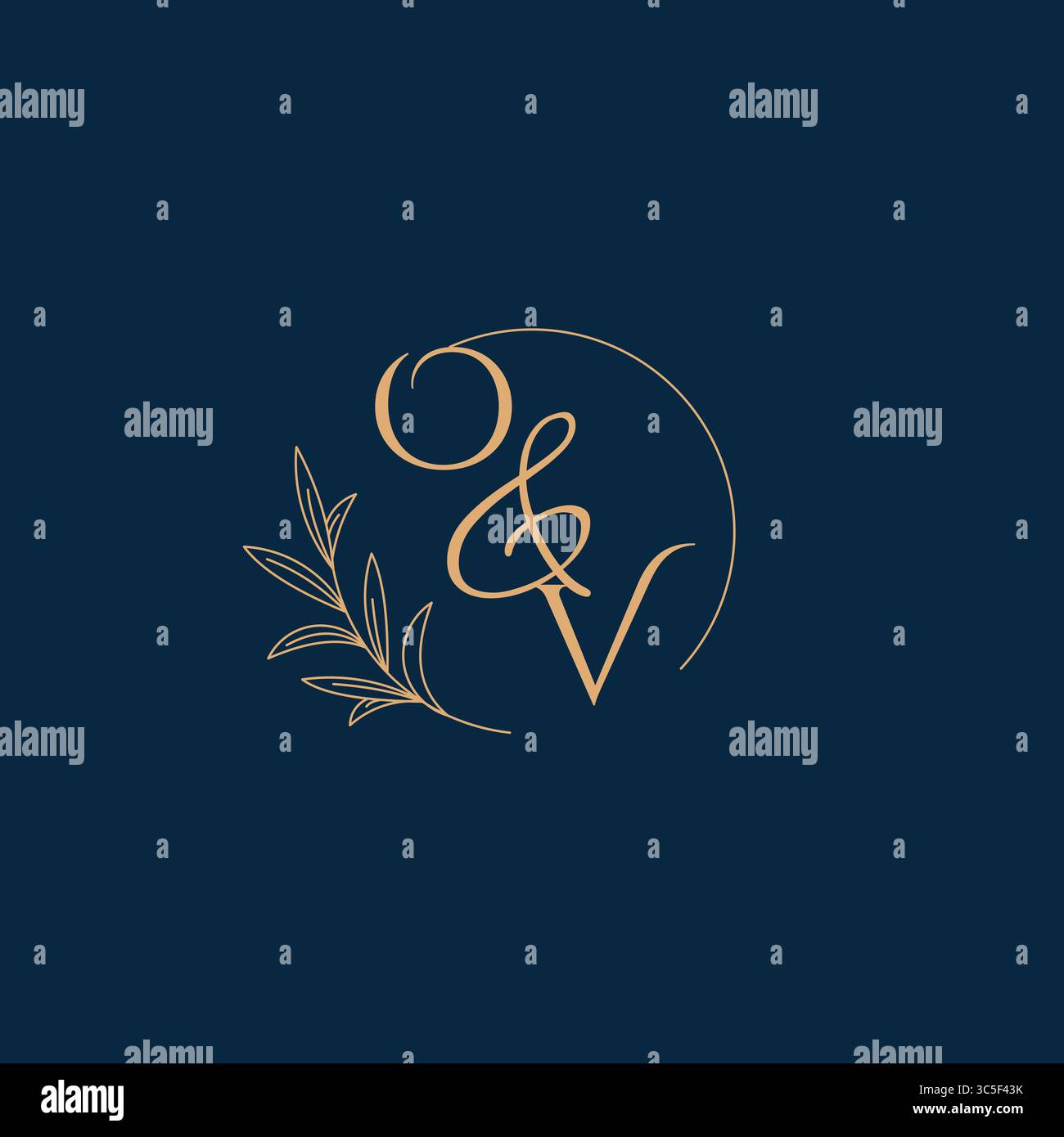 OV Initial Wedding Monogram Logo with Minimalistic Style vector graphic Stock Vector