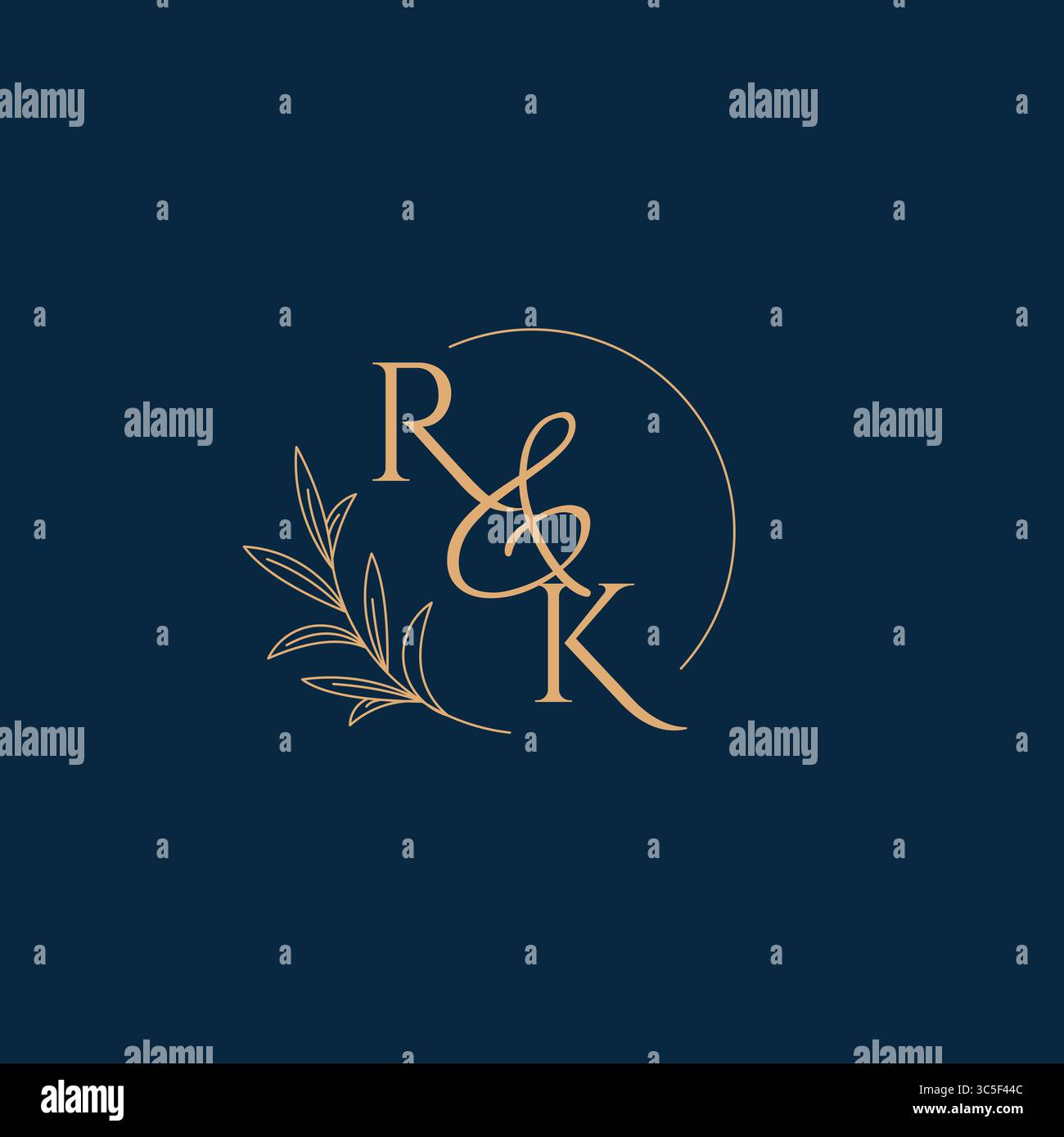 RK Initial Wedding Monogram Logo with Minimalistic Style vector graphic Stock Vector