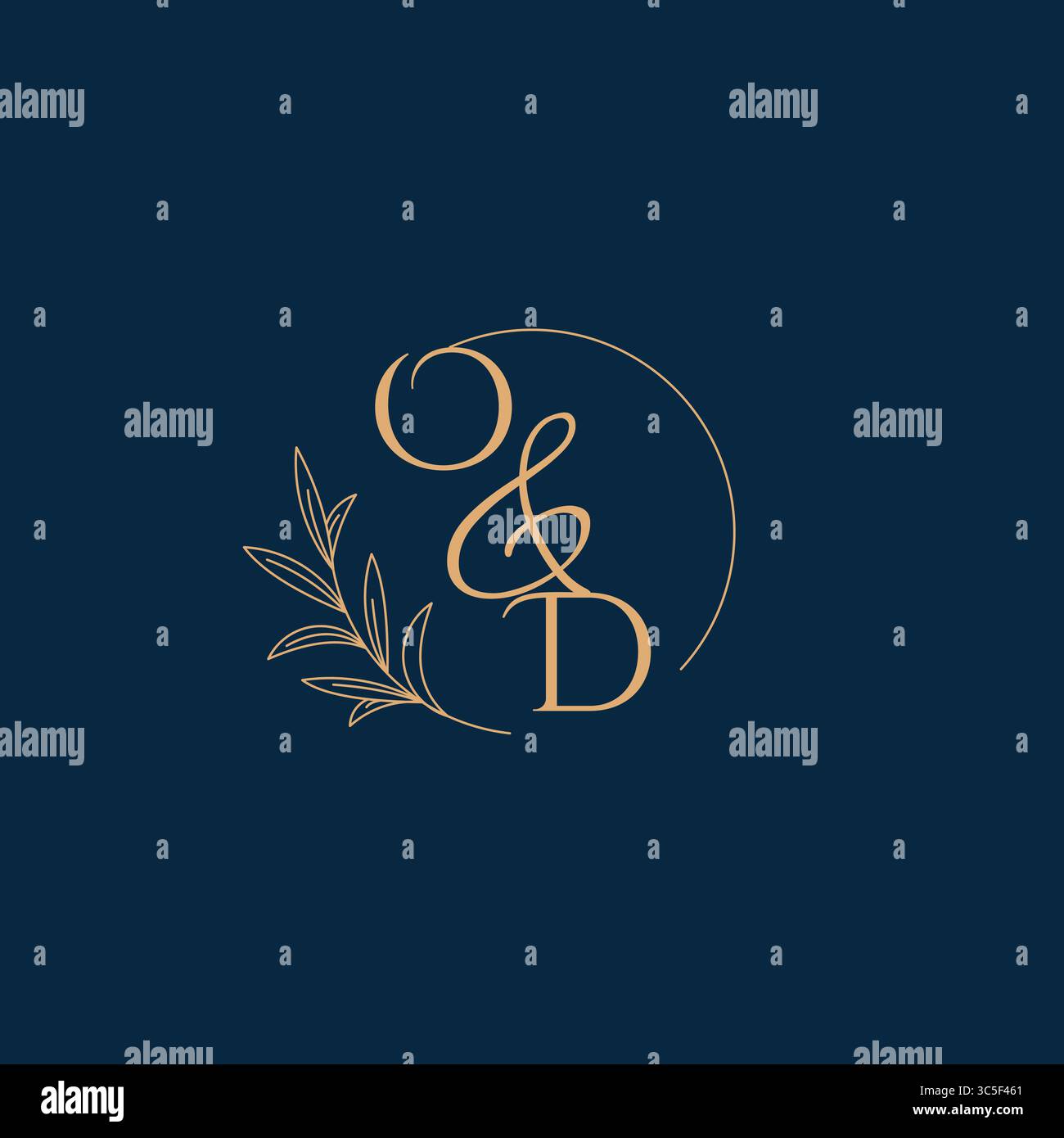 OD Initial Wedding Monogram Logo with Minimalistic Style vector graphic Stock Vector