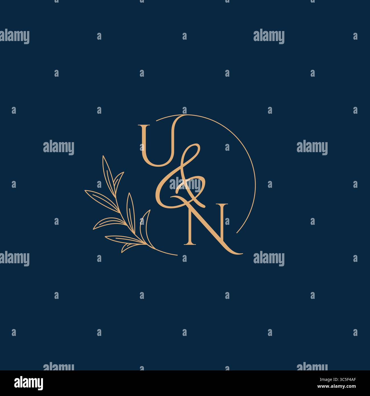 UN Initial Wedding Monogram Logo with Minimalistic Style vector graphic Stock Vector
