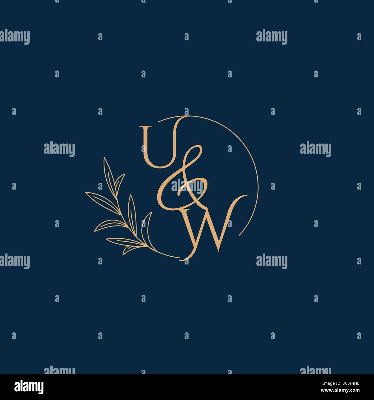 UW Initial Wedding Monogram Logo with Minimalistic Style vector graphic Stock Vector