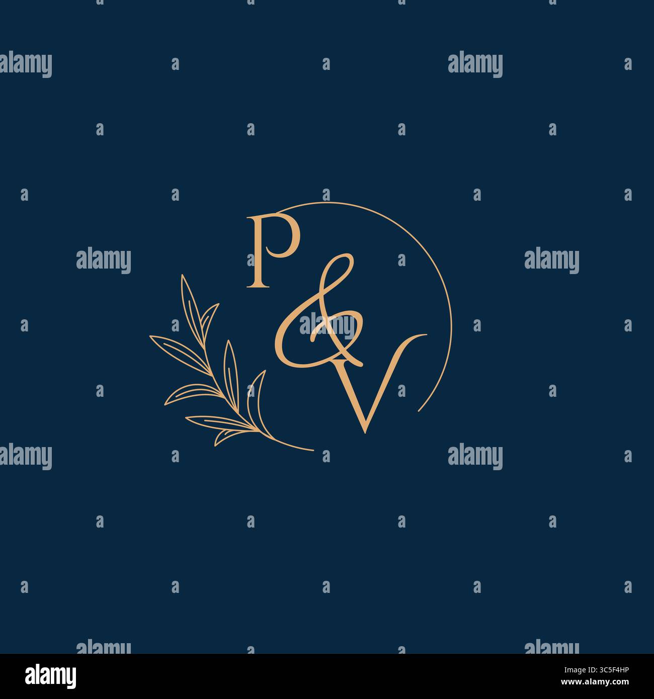 PV Initial Wedding Monogram Logo with Minimalistic Style vector graphic Stock Vector