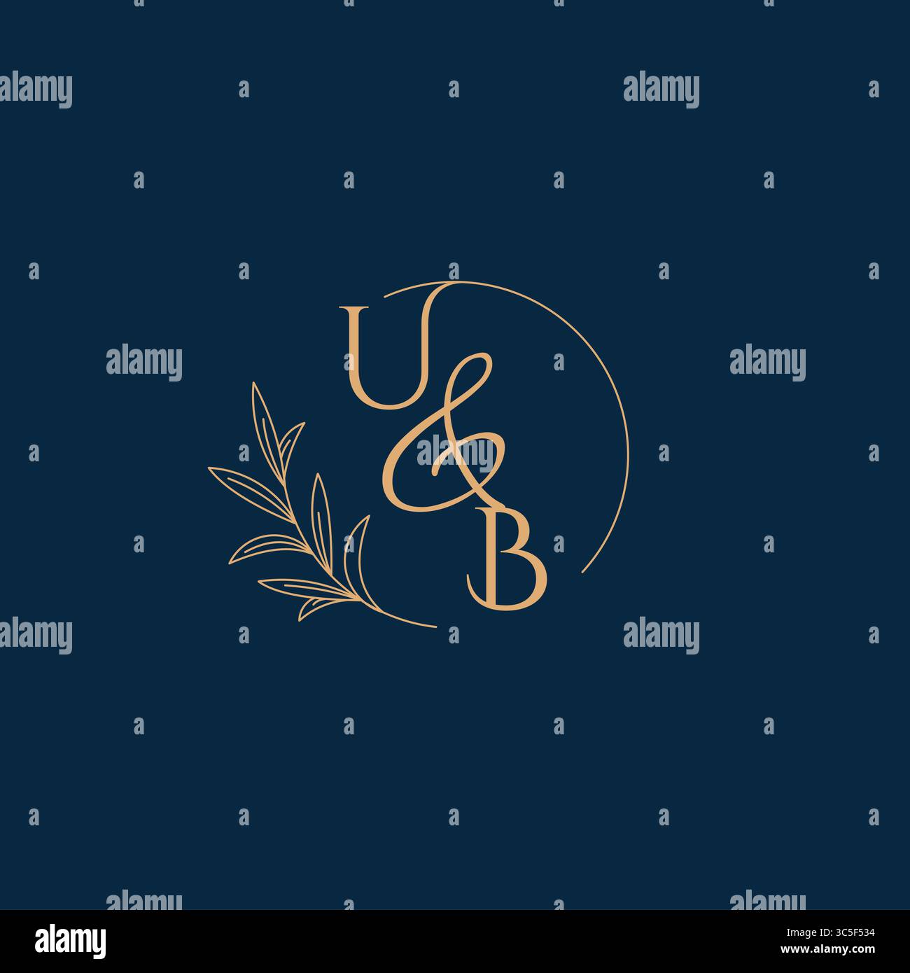 UB Initial Wedding Monogram Logo with Minimalistic Style vector graphic Stock Vector