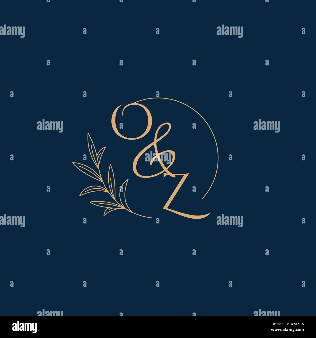 OZ Initial Wedding Monogram Logo with Minimalistic Style vector graphic Stock Vector