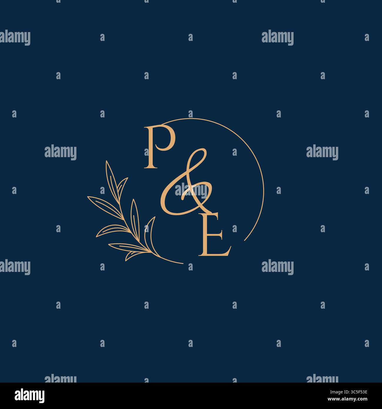 PE Initial Wedding Monogram Logo with Minimalistic Style vector graphic Stock Vector