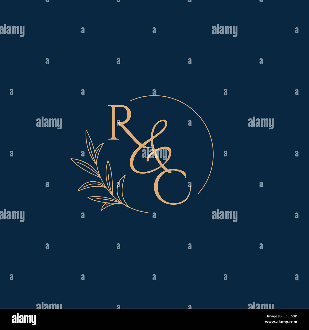 RC Initial Wedding Monogram Logo with Minimalistic Style vector graphic Stock Vector