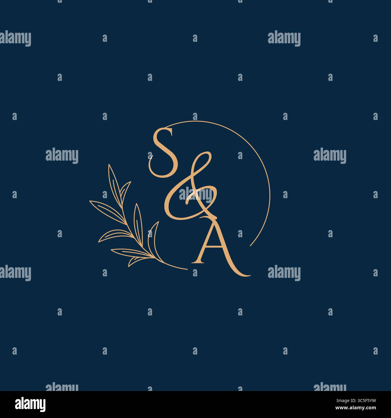 SA Initial Wedding Monogram Logo with Minimalistic Style vector graphic Stock Vector