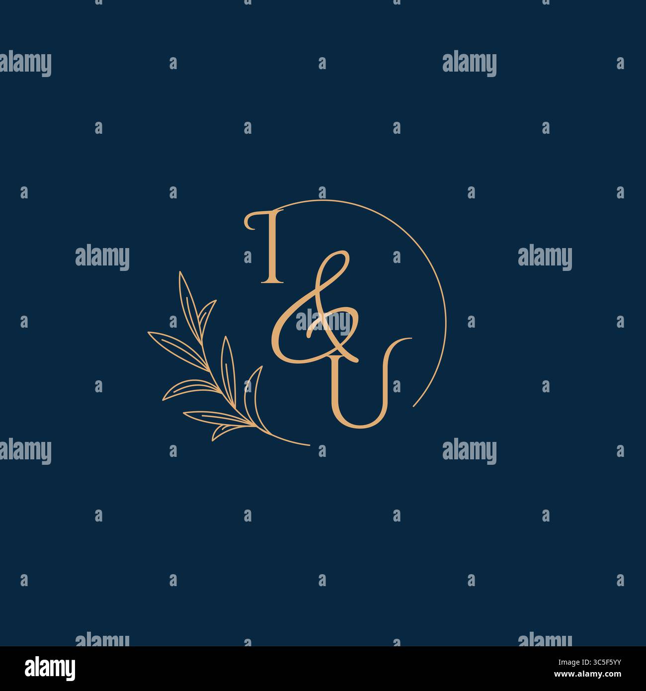 IU Initial Wedding Monogram Logo with Minimalistic Style vector graphic Stock Vector