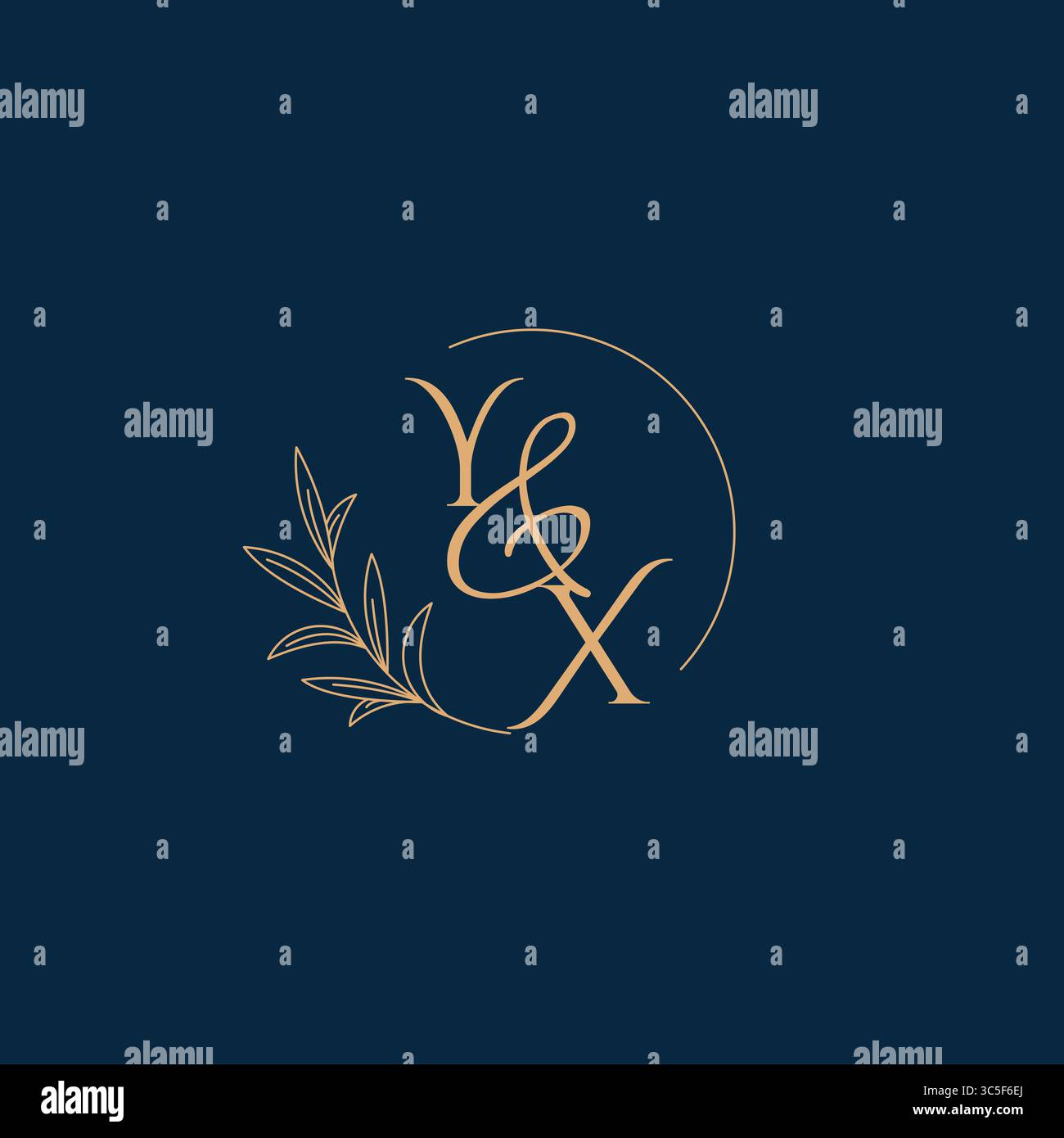 YX Initial Wedding Monogram Logo with Minimalistic Style vector graphic Stock Vector