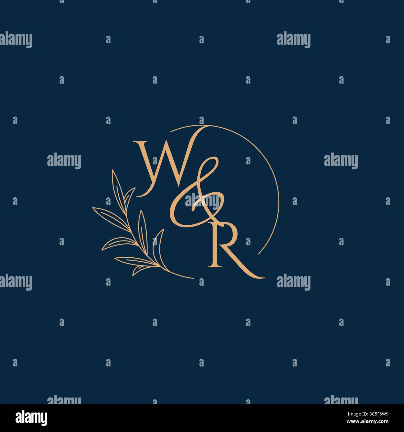 WR Initial Wedding Monogram Logo with Minimalistic Style vector graphic Stock Vector