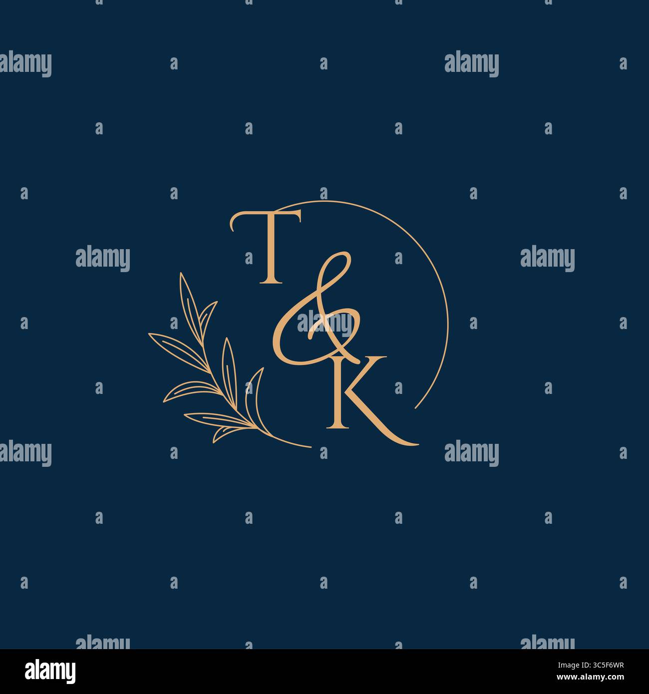 TK Initial Wedding Monogram Logo with Minimalistic Style vector graphic Stock Vector
