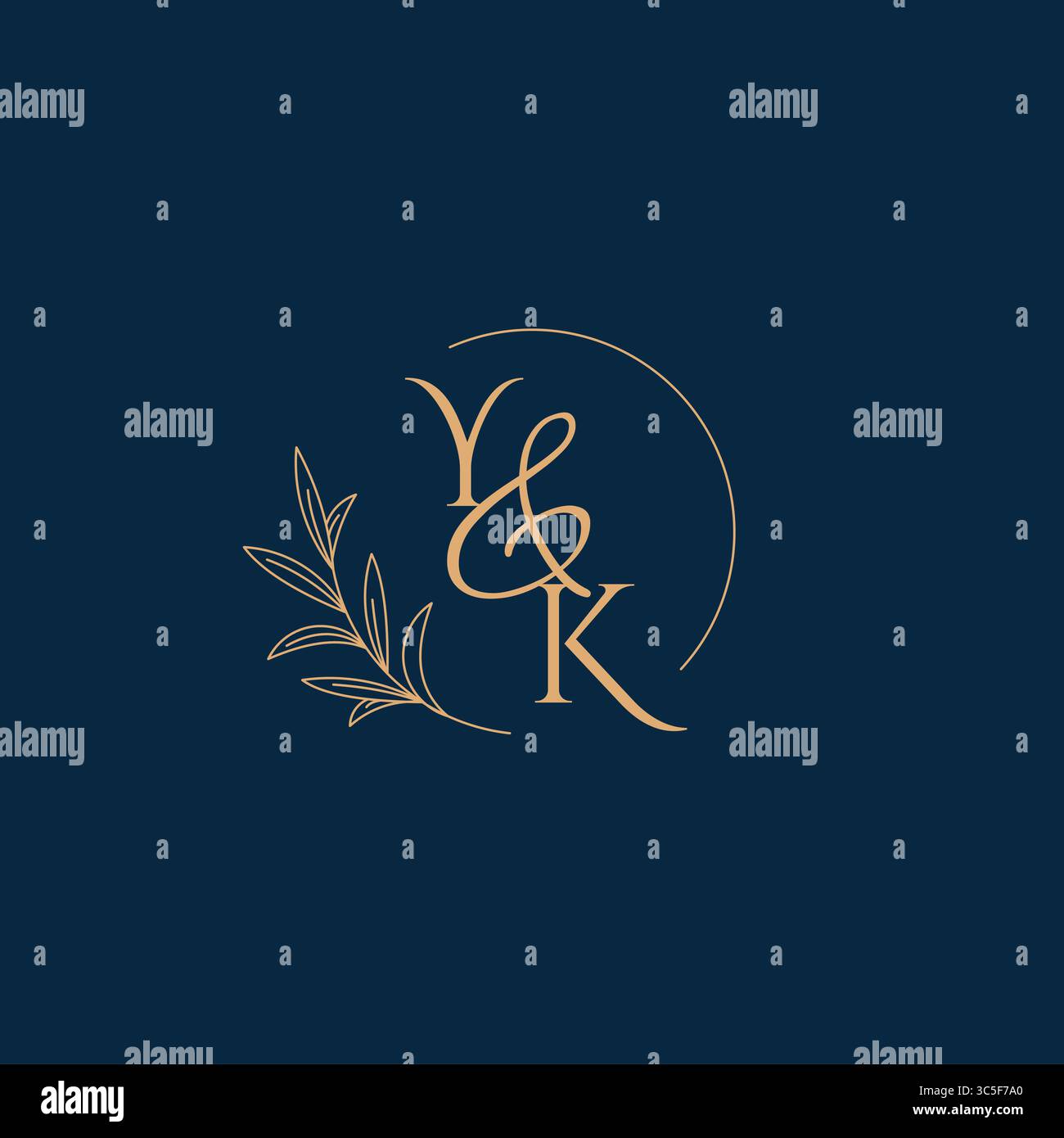 YK Initial Wedding Monogram Logo with Minimalistic Style vector graphic Stock Vector
