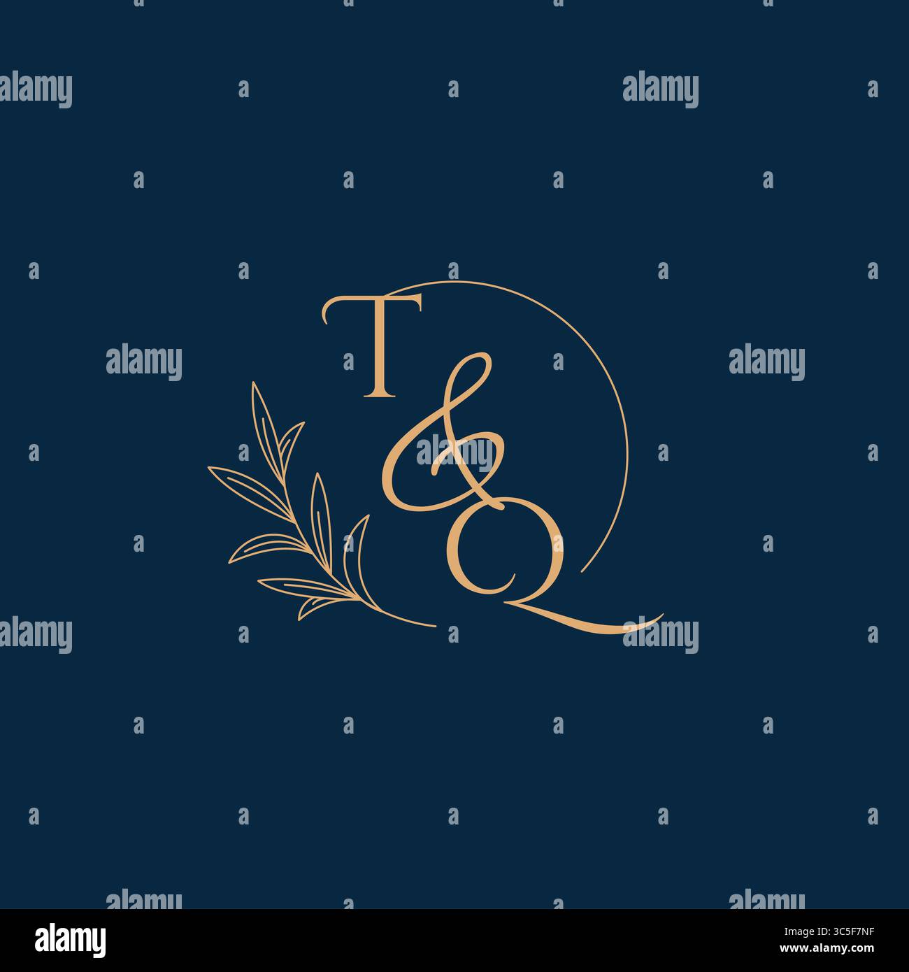 TQ Initial Wedding Monogram Logo with Minimalistic Style vector graphic Stock Vector