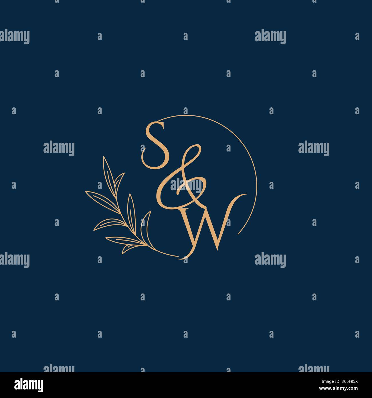 SW Initial Wedding Monogram Logo with Minimalistic Style vector graphic Stock Vector