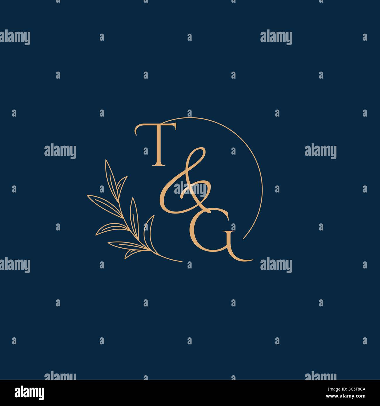 TG Initial Wedding Monogram Logo with Minimalistic Style vector graphic Stock Vector