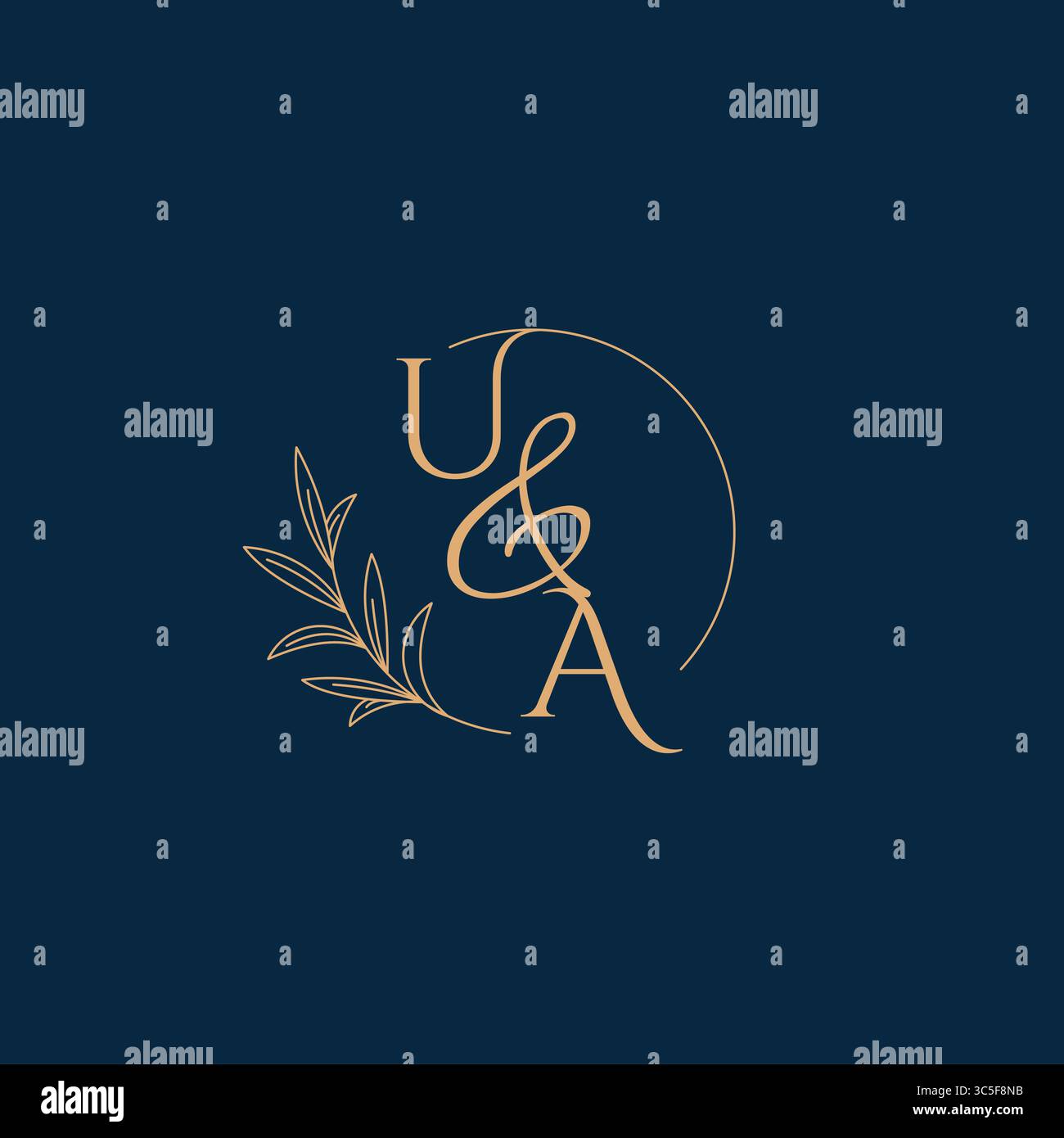 UA Initial Wedding Monogram Logo with Minimalistic Style vector graphic Stock Vector