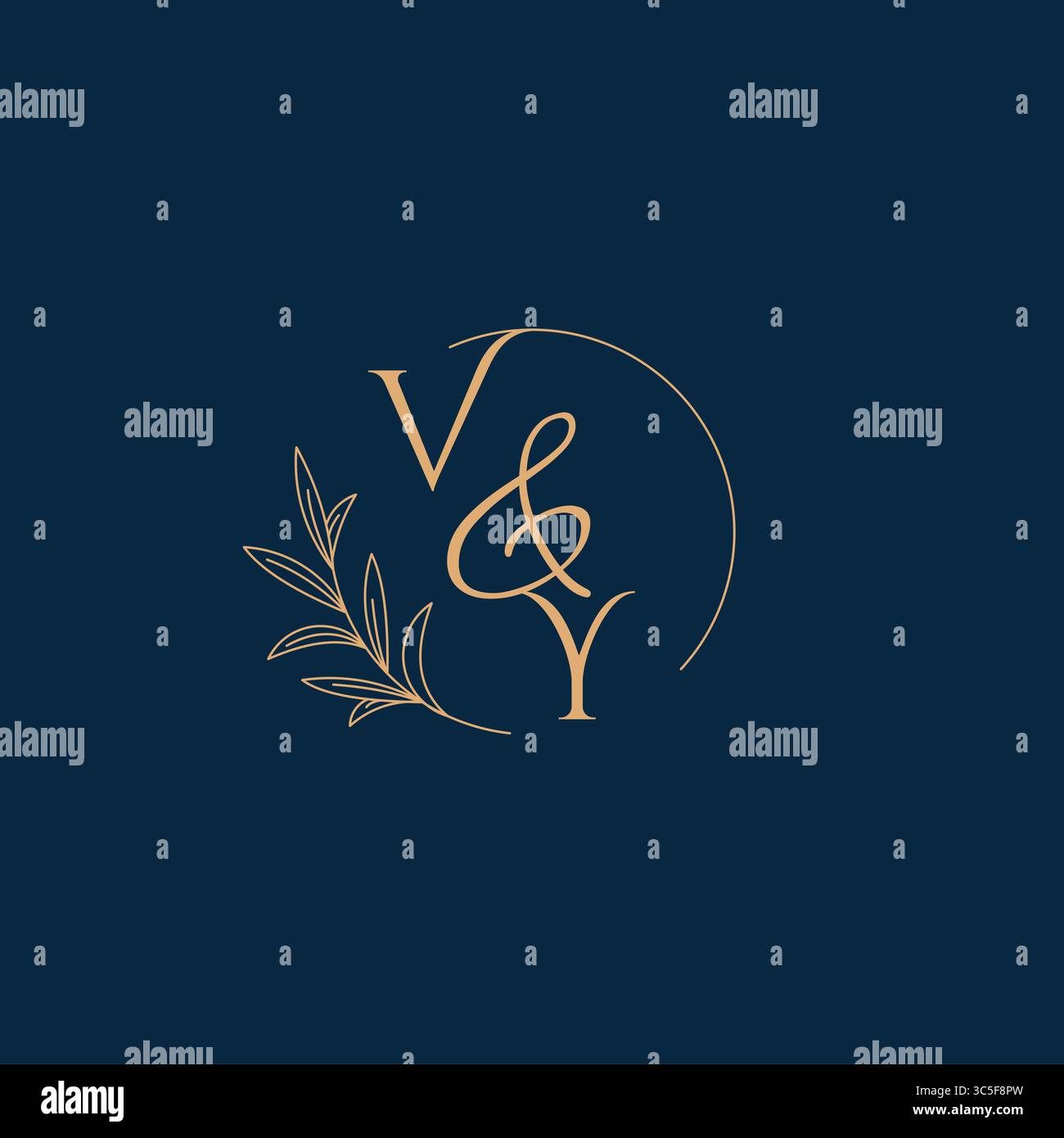 VY Initial Wedding Monogram Logo with Minimalistic Style vector graphic Stock Vector