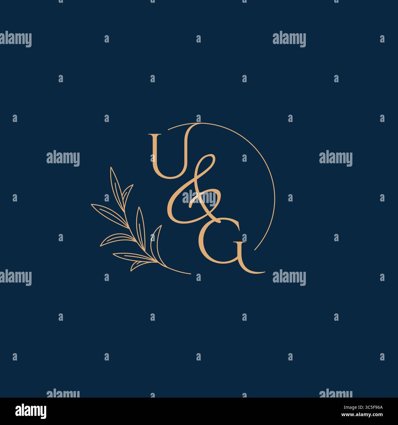 UG Initial Wedding Monogram Logo with Minimalistic Style vector graphic Stock Vector