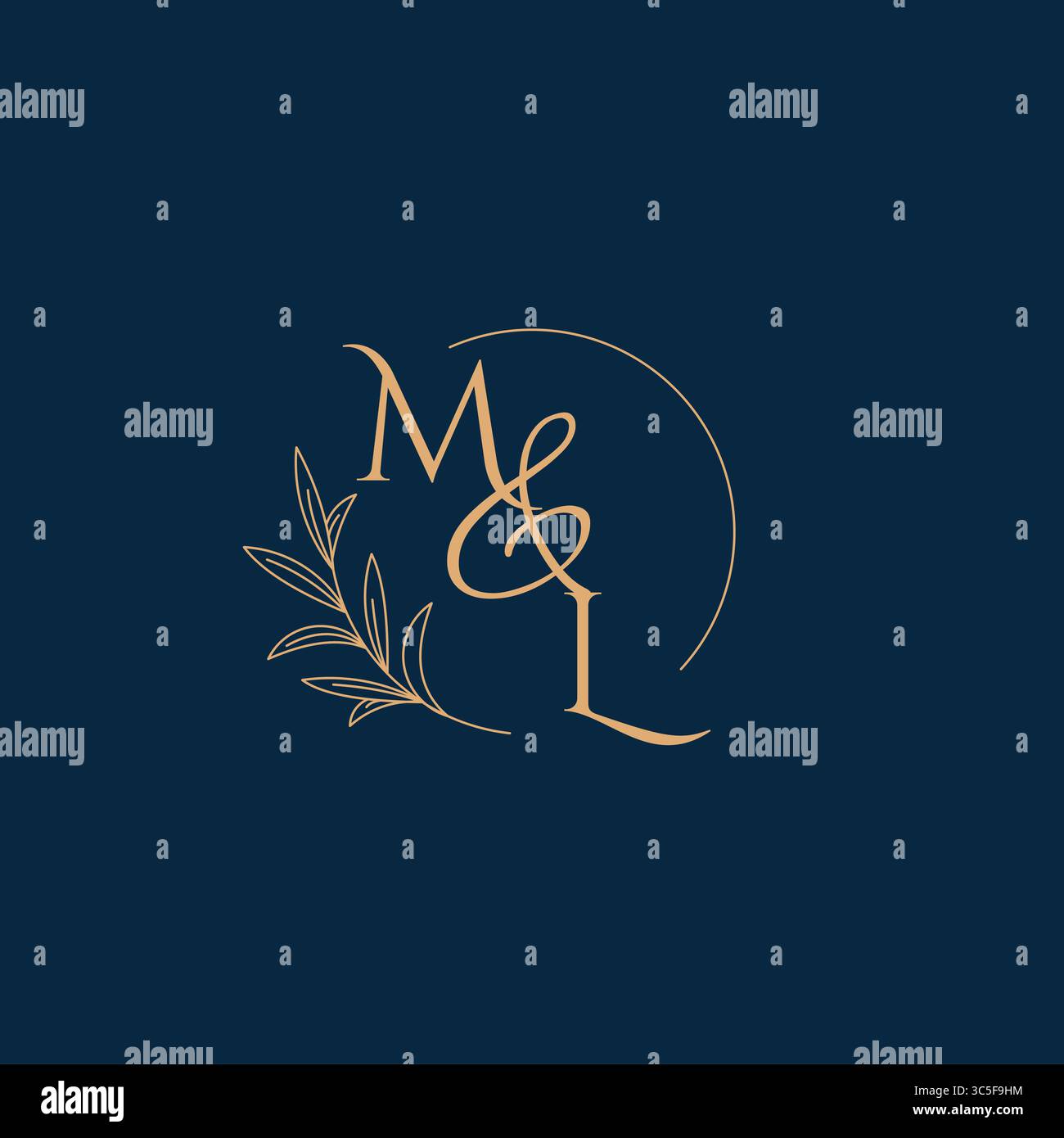 ML Initial Wedding Monogram Logo with Minimalistic Style vector graphic Stock Vector