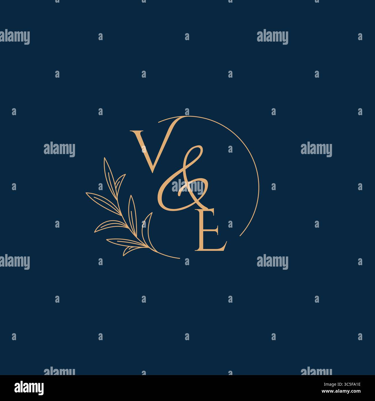 VE Initial Wedding Monogram Logo with Minimalistic Style vector graphic Stock Vector