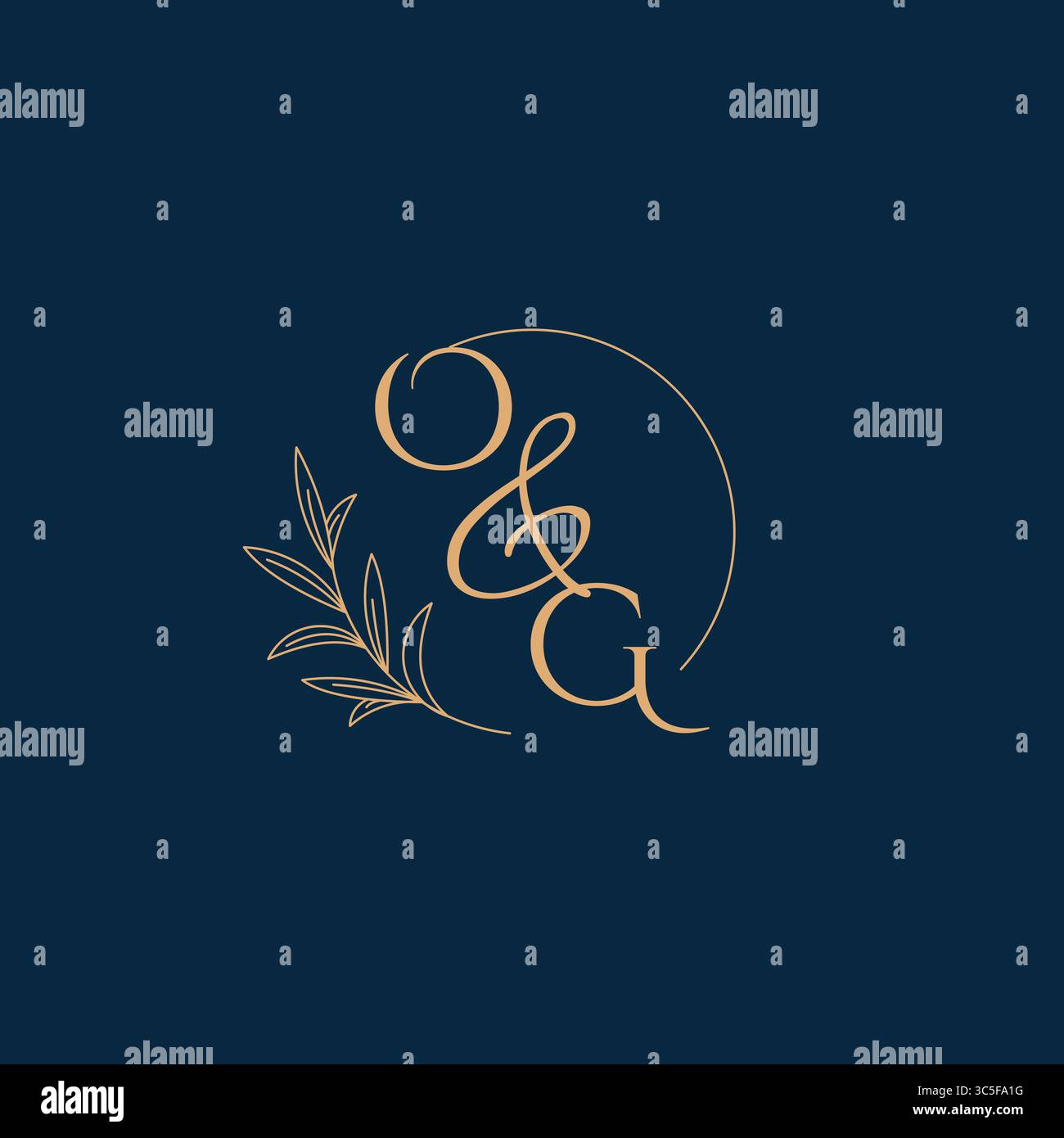 OG Initial Wedding Monogram Logo with Minimalistic Style vector graphic Stock Vector