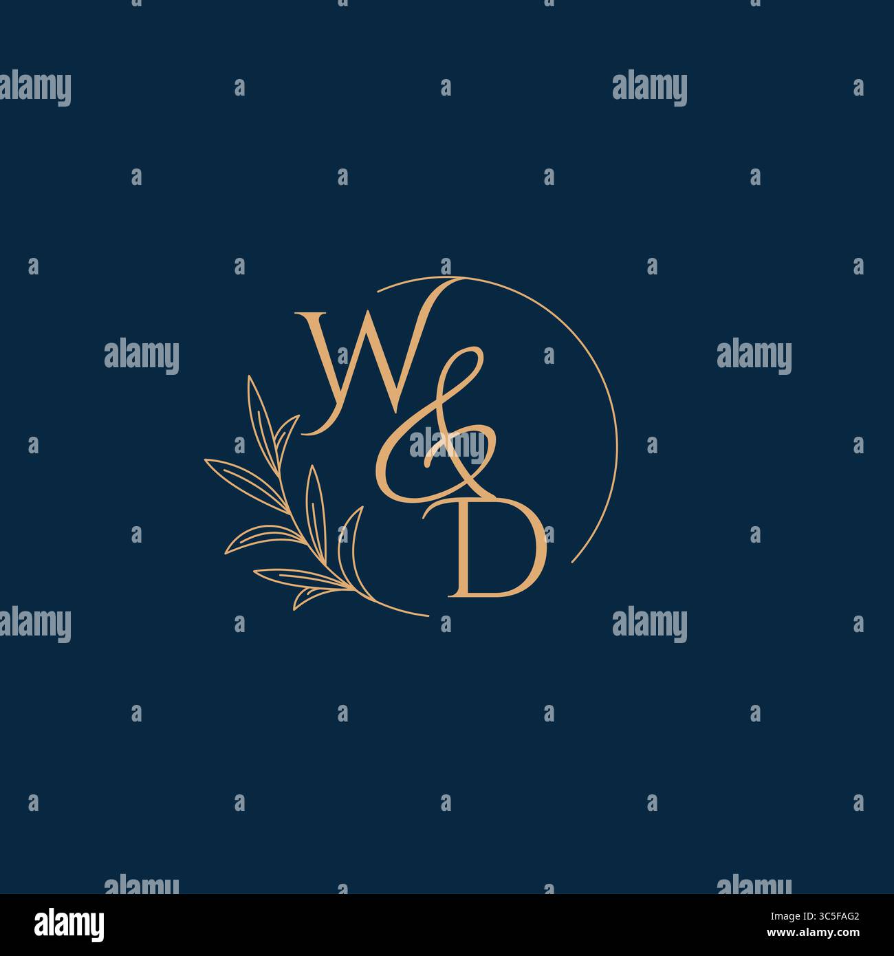 WD Initial Wedding Monogram Logo with Minimalistic Style vector graphic Stock Vector