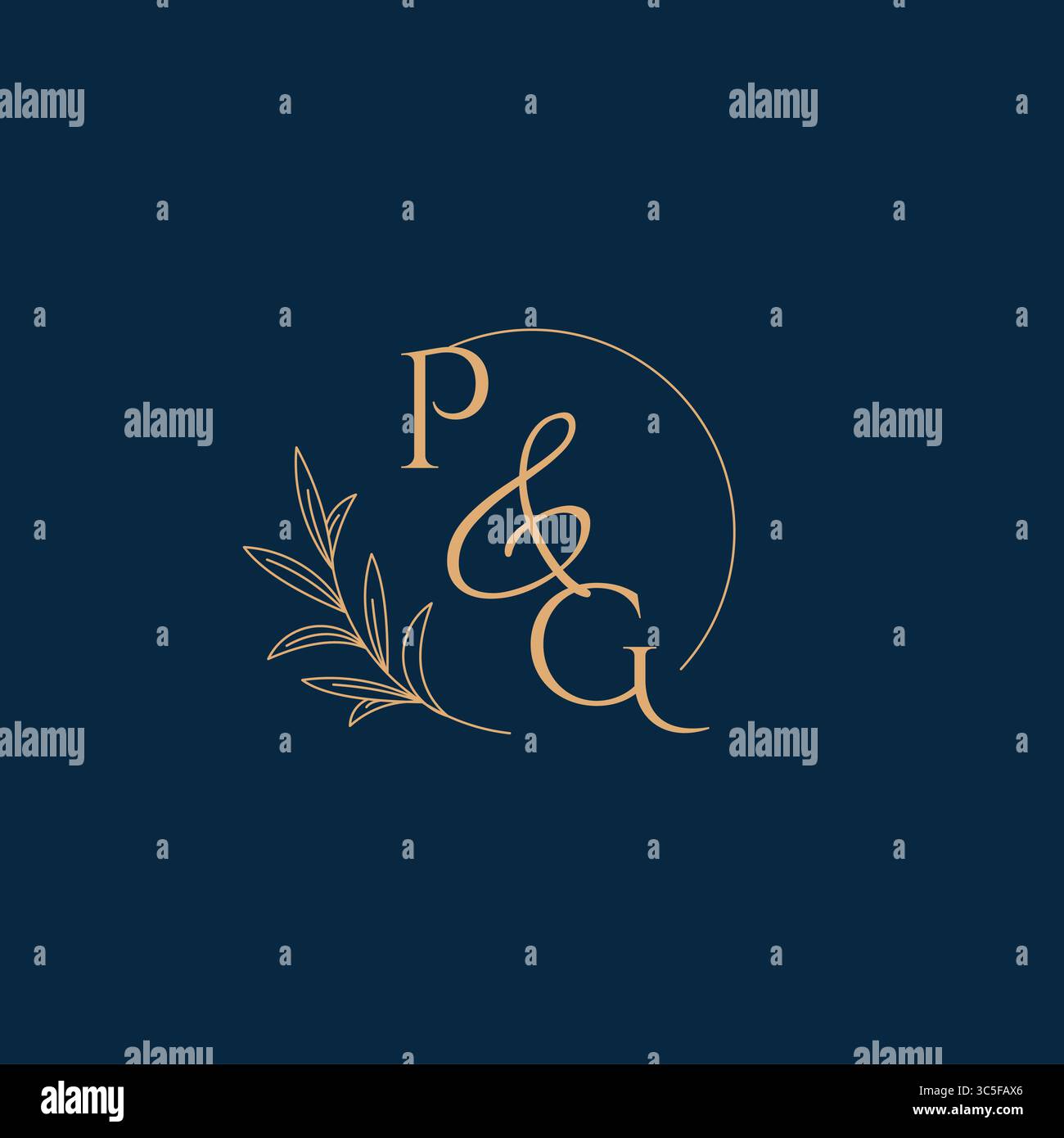 PG Initial Wedding Monogram Logo with Minimalistic Style vector graphic Stock Vector