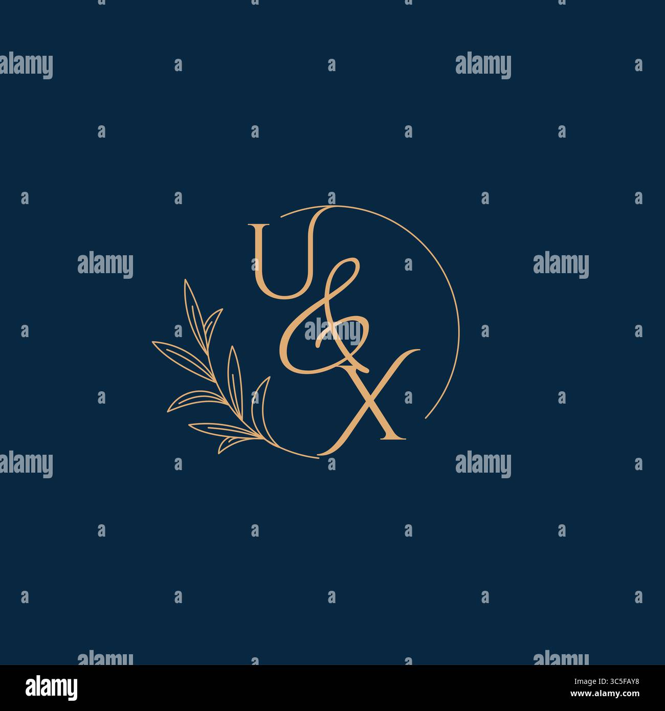 UX Initial Wedding Monogram Logo with Minimalistic Style vector graphic Stock Vector