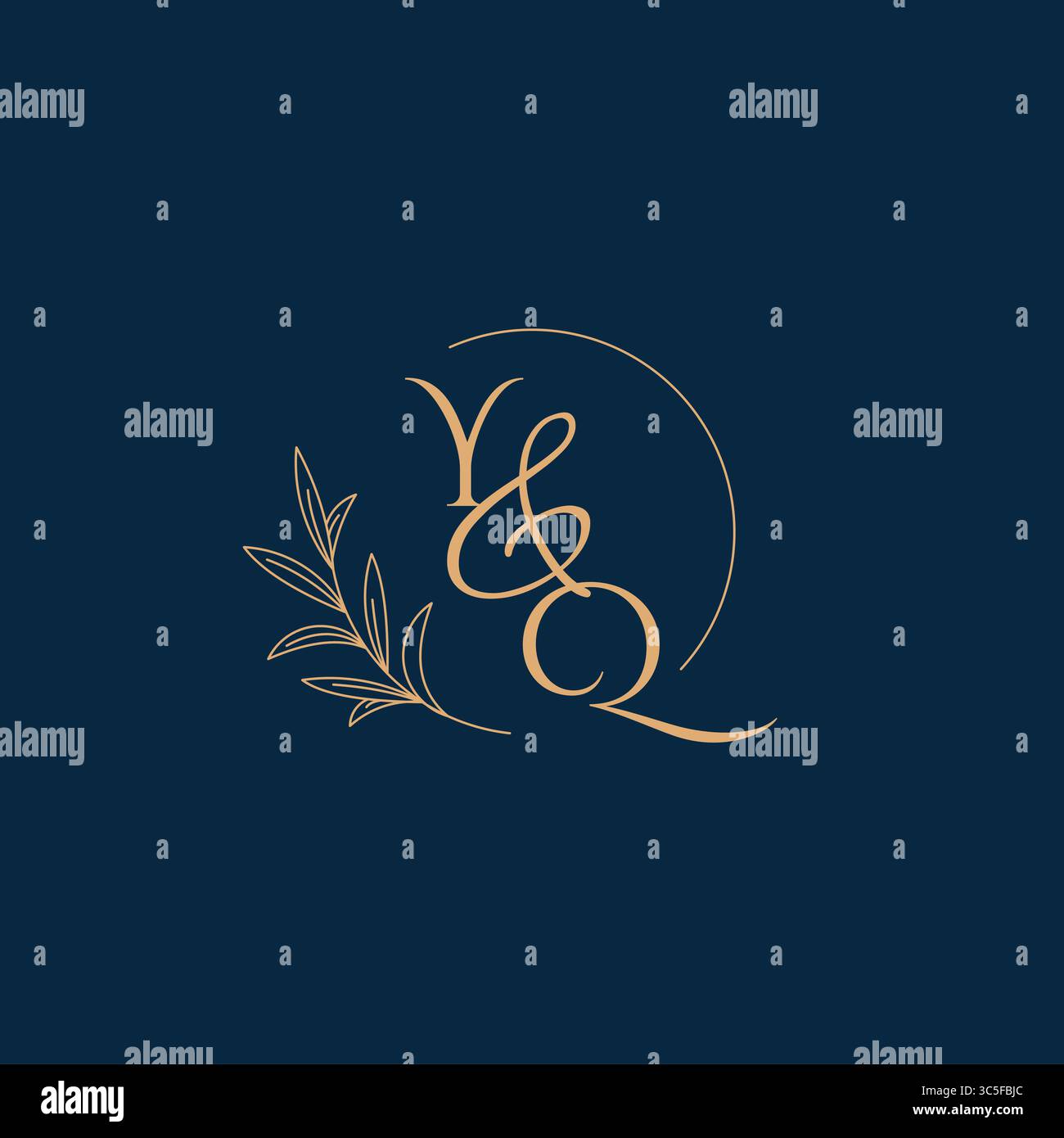 YQ Initial Wedding Monogram Logo with Minimalistic Style vector graphic Stock Vector