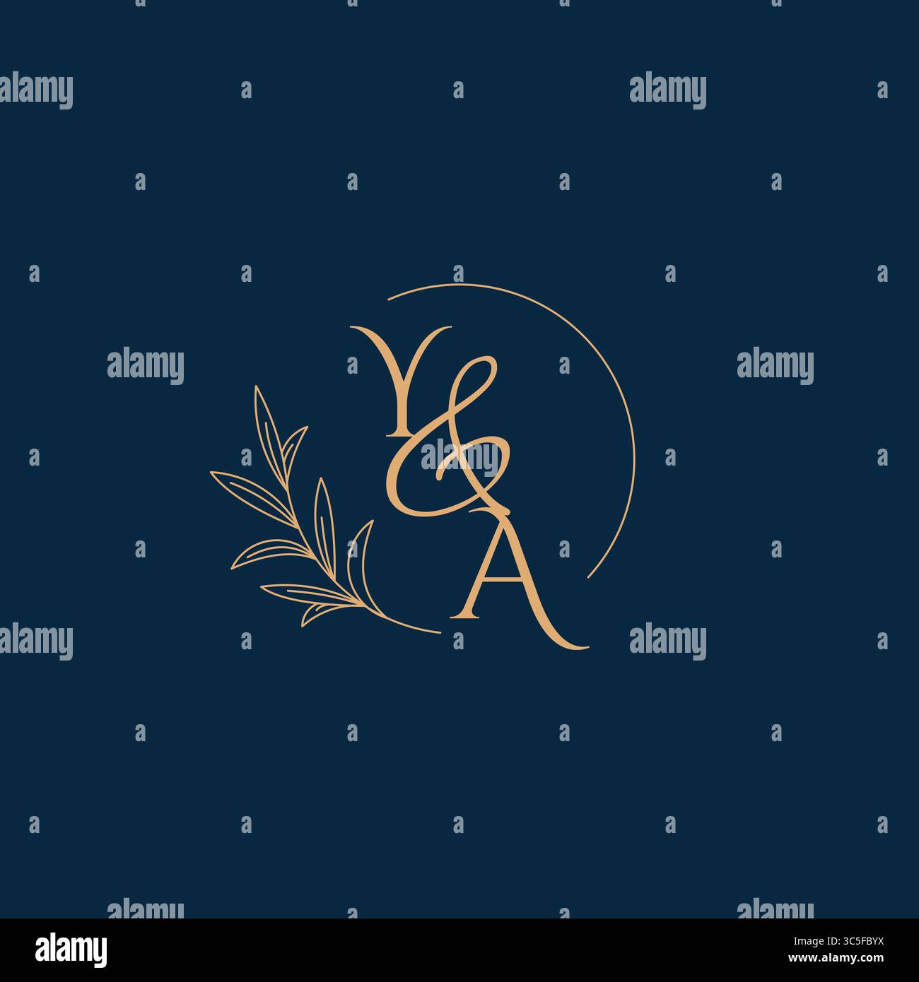 YA Initial Wedding Monogram Logo with Minimalistic Style vector graphic Stock Vector