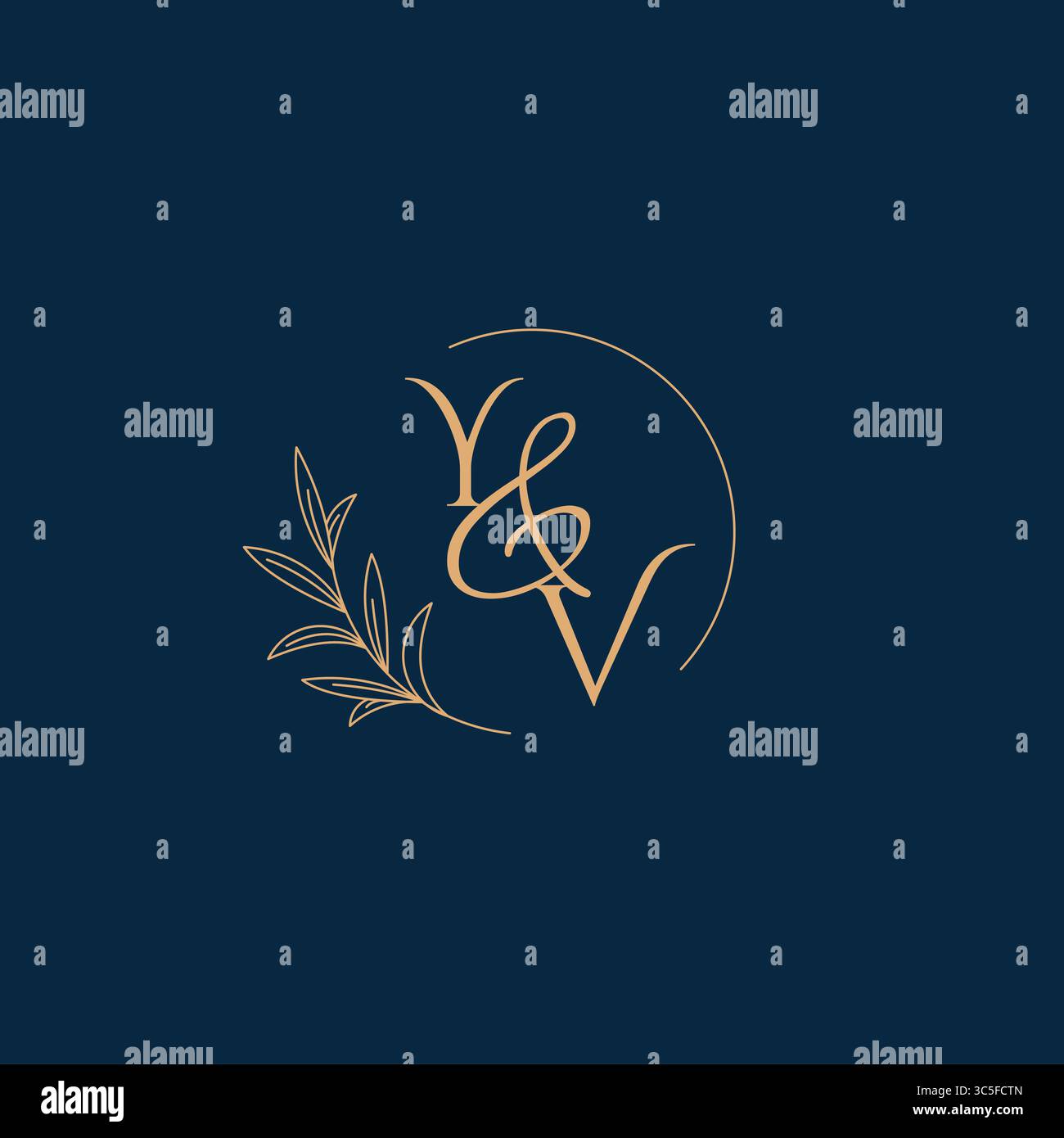 YV Initial Wedding Monogram Logo with Minimalistic Style vector graphic Stock Vector