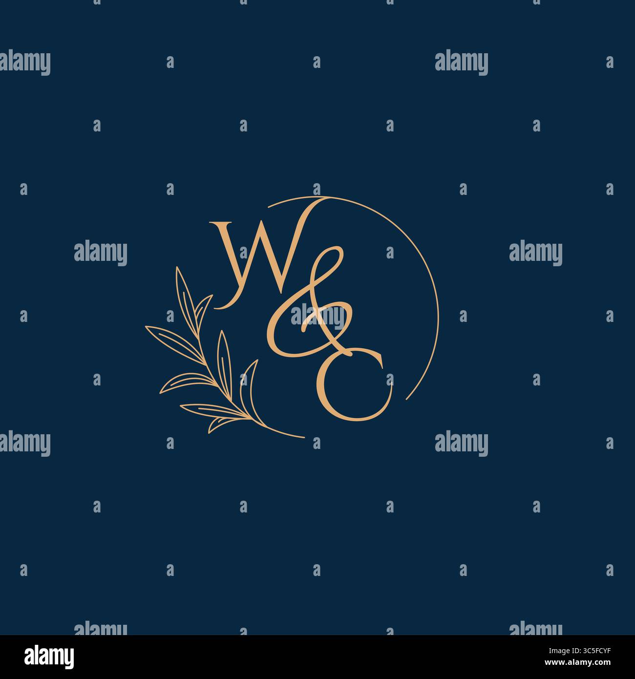 WC Initial Wedding Monogram Logo with Minimalistic Style vector graphic Stock Vector