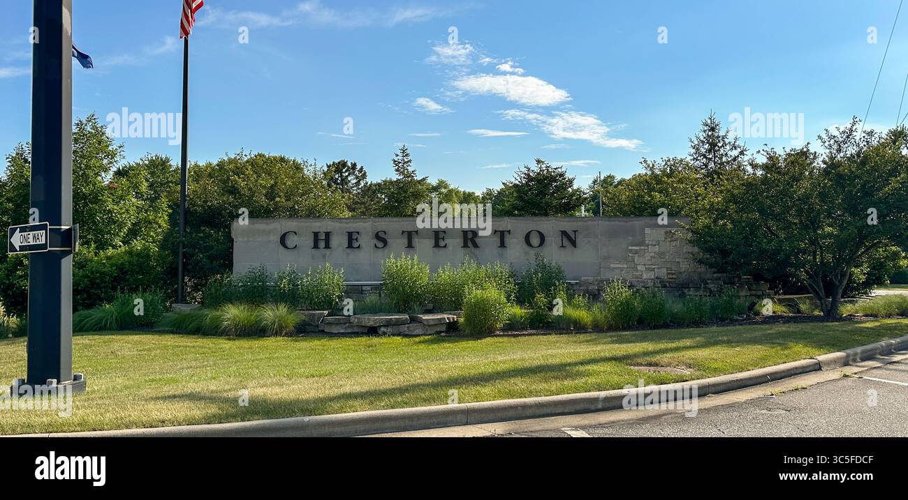 Chesterton city sign. Chesterton IN USA - Smartphone Captured Stock Image