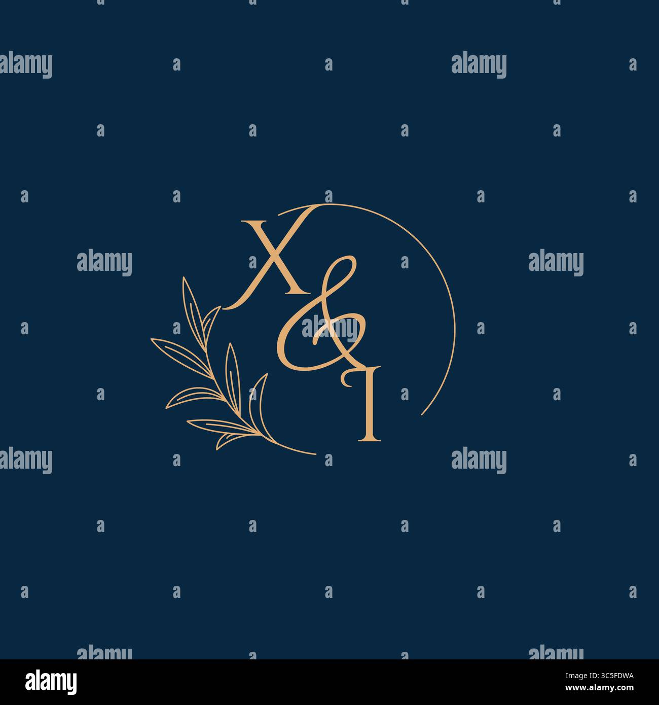 XI Initial Wedding Monogram Logo with Minimalistic Style vector graphic Stock Vector