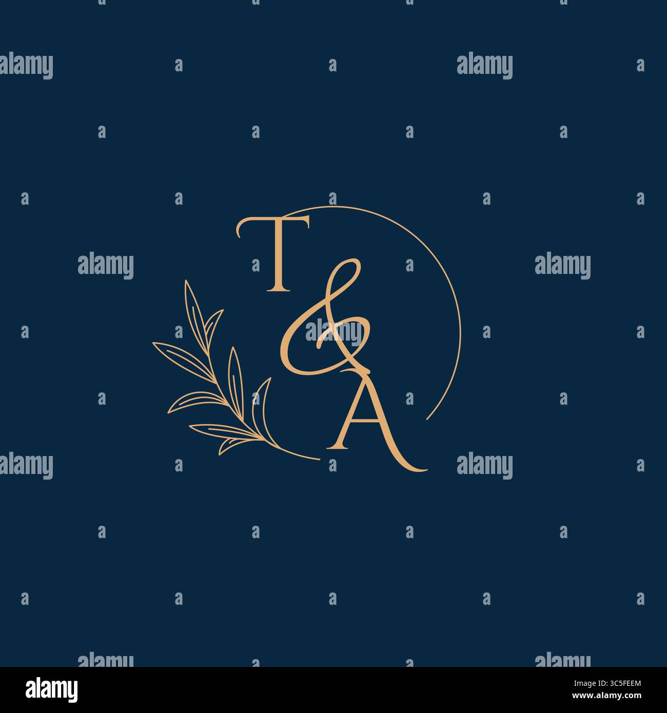 TA Initial Wedding Monogram Logo with Minimalistic Style vector graphic Stock Vector