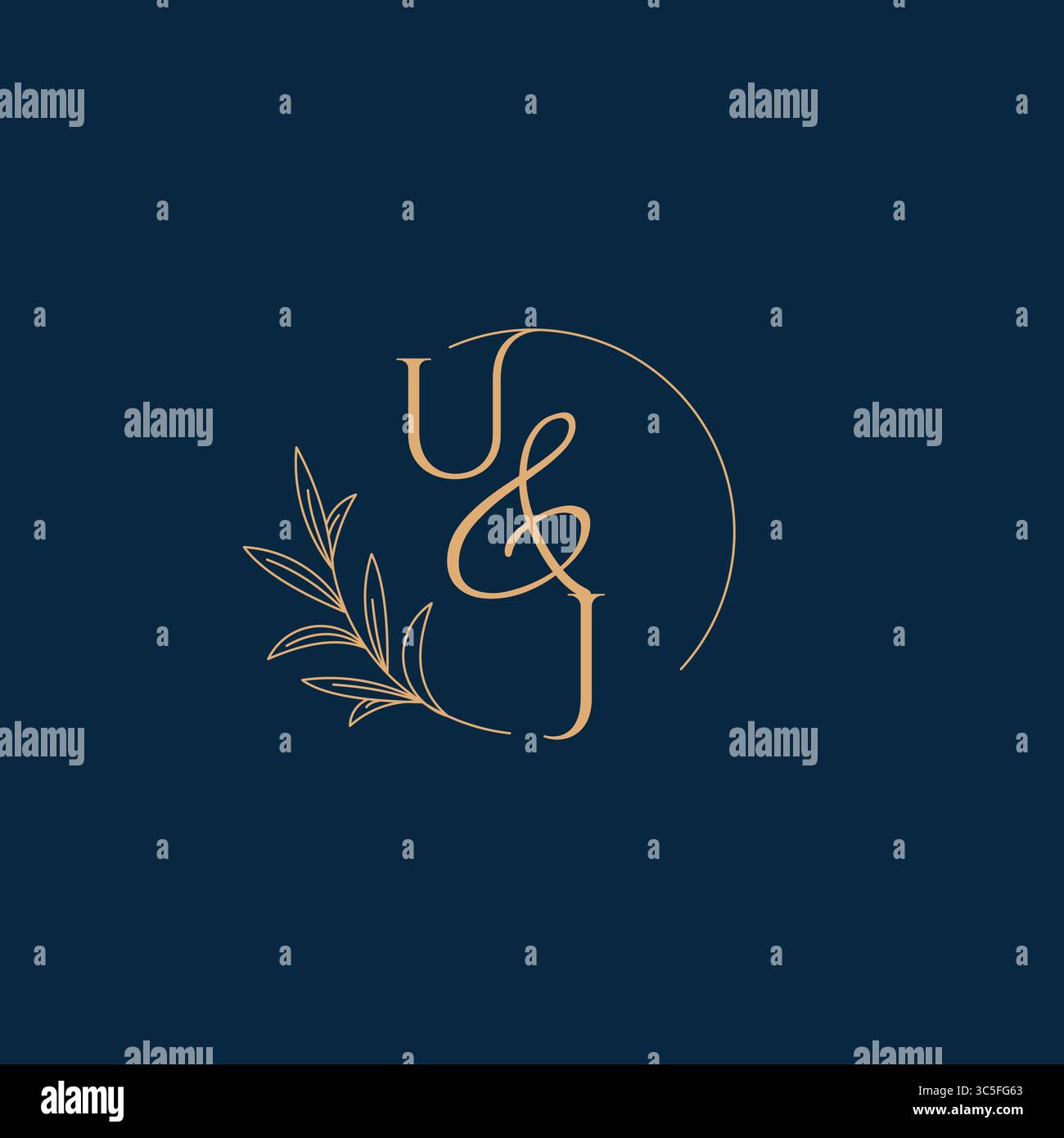 UJ Initial Wedding Monogram Logo with Minimalistic Style vector graphic Stock Vector