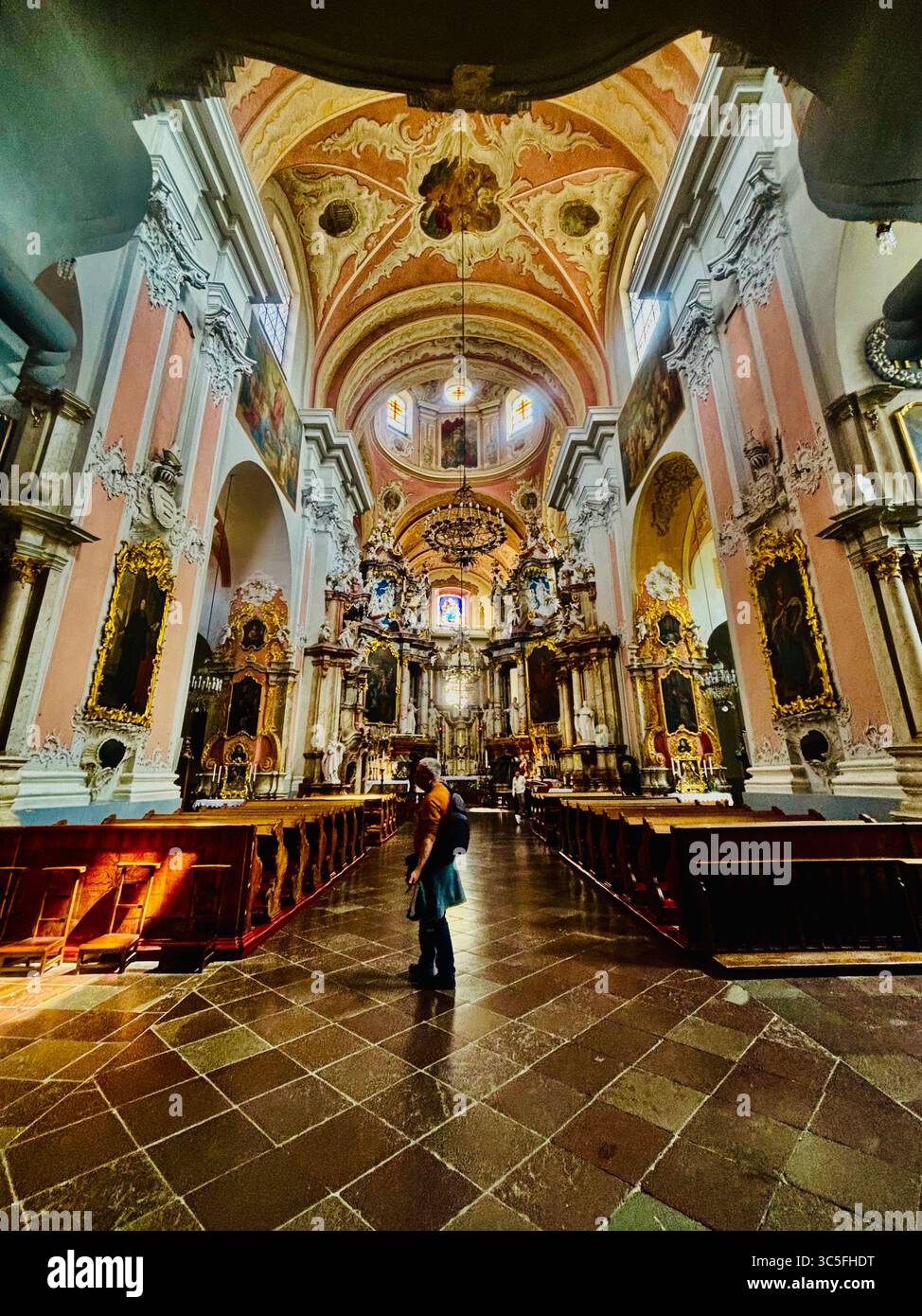The interior of the Dominican Church of the Holy Spirit in Vilnius, Lithuania. - Smartphone Captured Stock Image