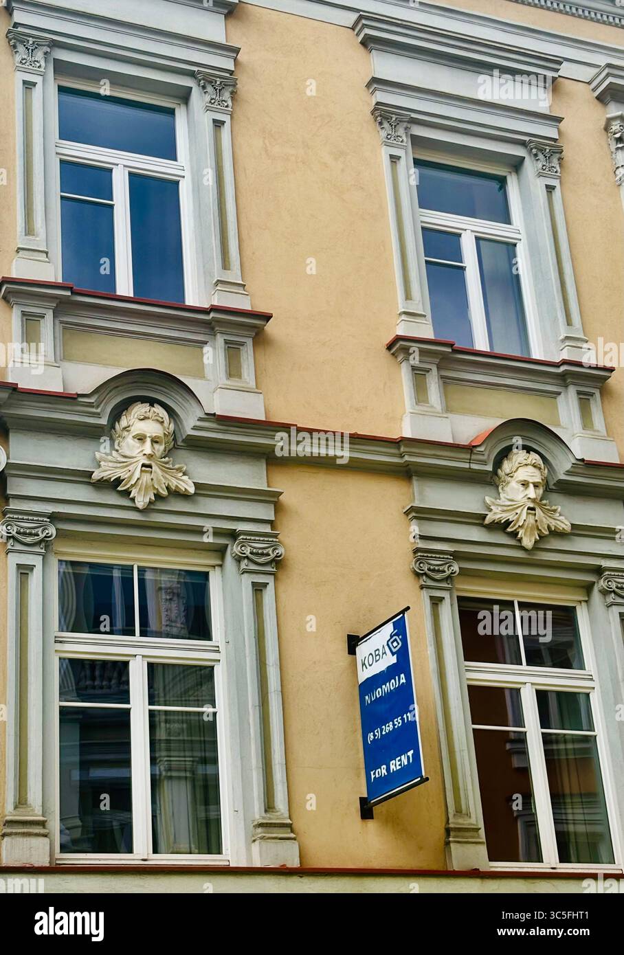 A deocorated facade of an old building in Vilnius, Lithuania. - Smartphone Captured Stock Image