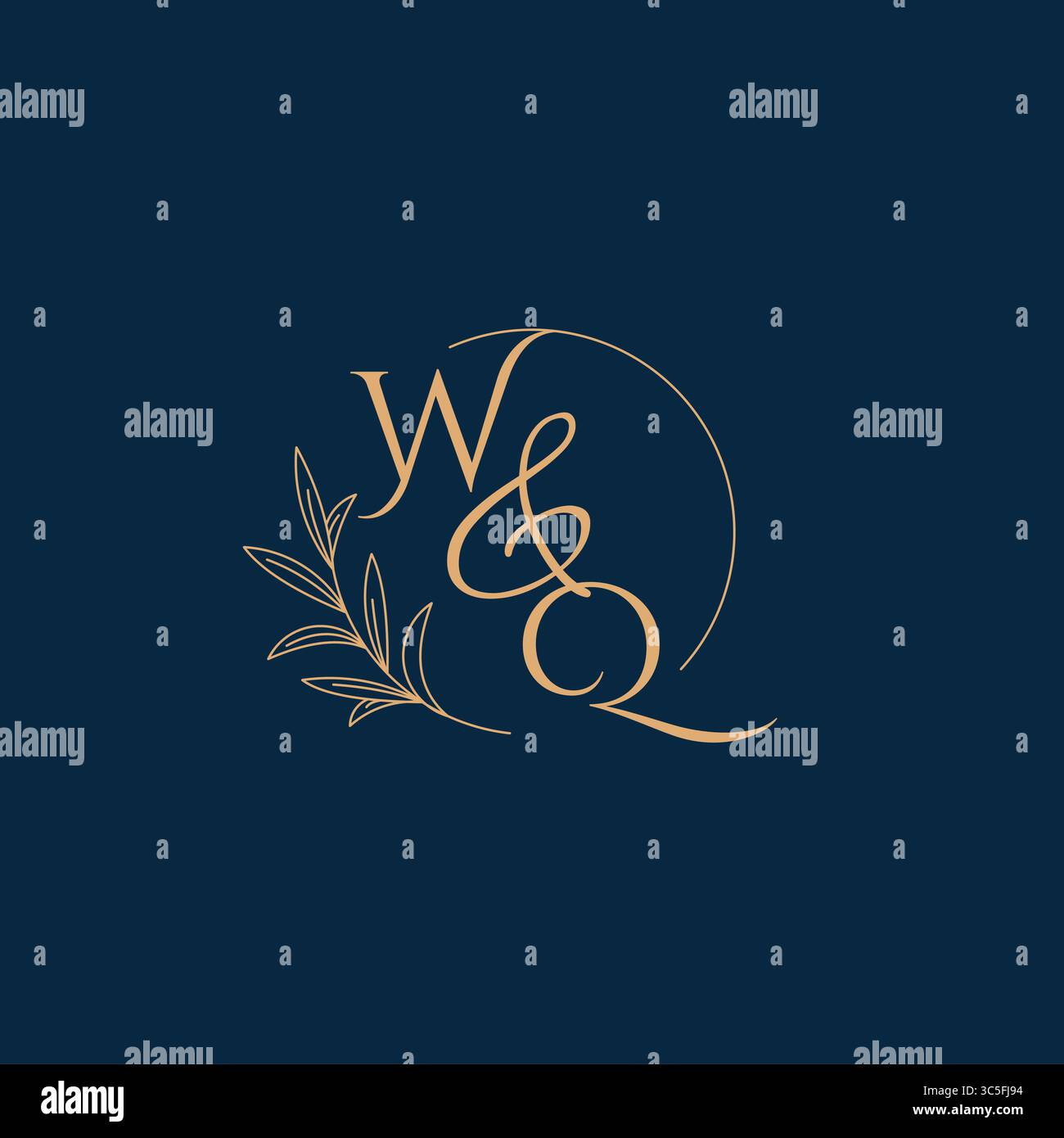 WQ Initial Wedding Monogram Logo with Minimalistic Style vector graphic Stock Vector