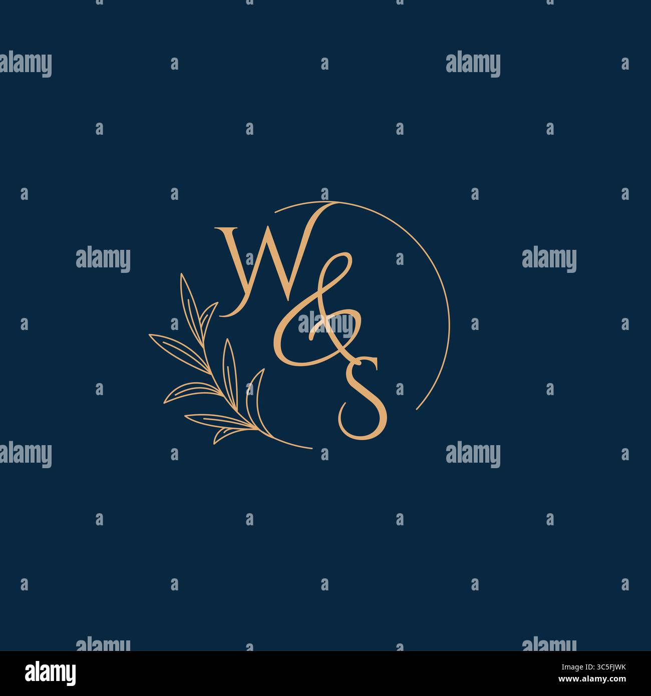 WS Initial Wedding Monogram Logo with Minimalistic Style vector graphic Stock Vector